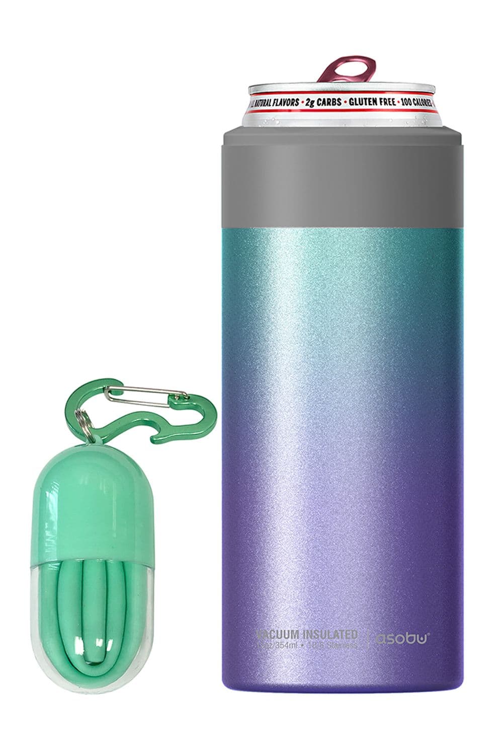 Skinny Can Kuzie Insulated Stainless Steel Sleeve Unicorn Teal