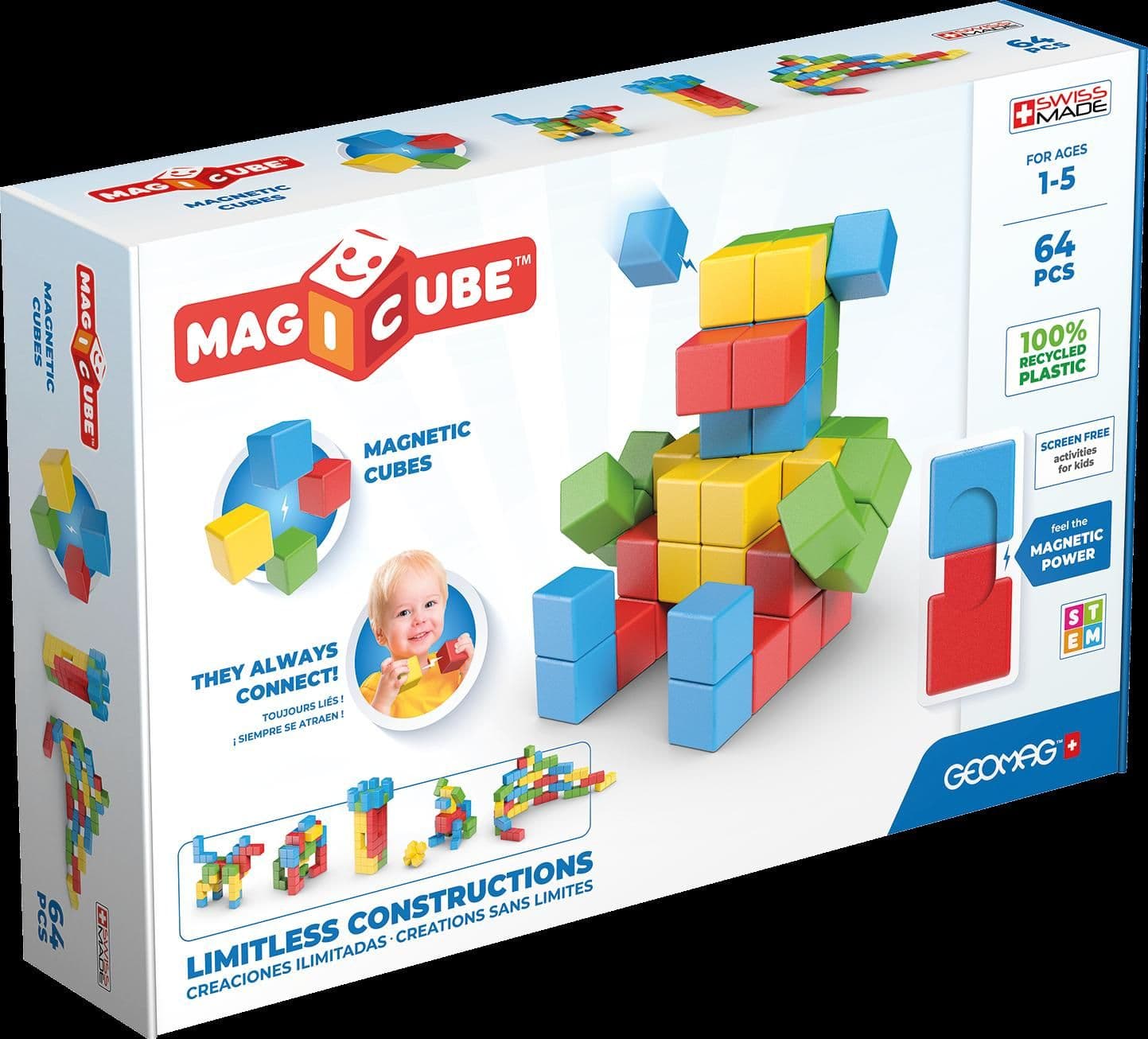 Magicube Full Colour Recycled - 64 Magnetic Shapes