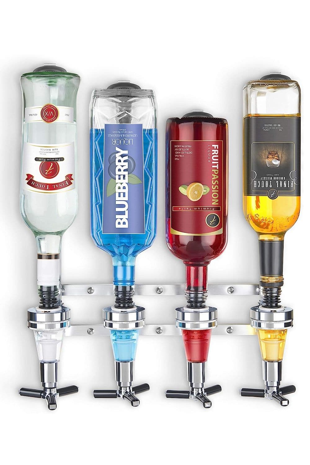 Aluminium 4 Bottle Wall Mounted Drinks Dispenser