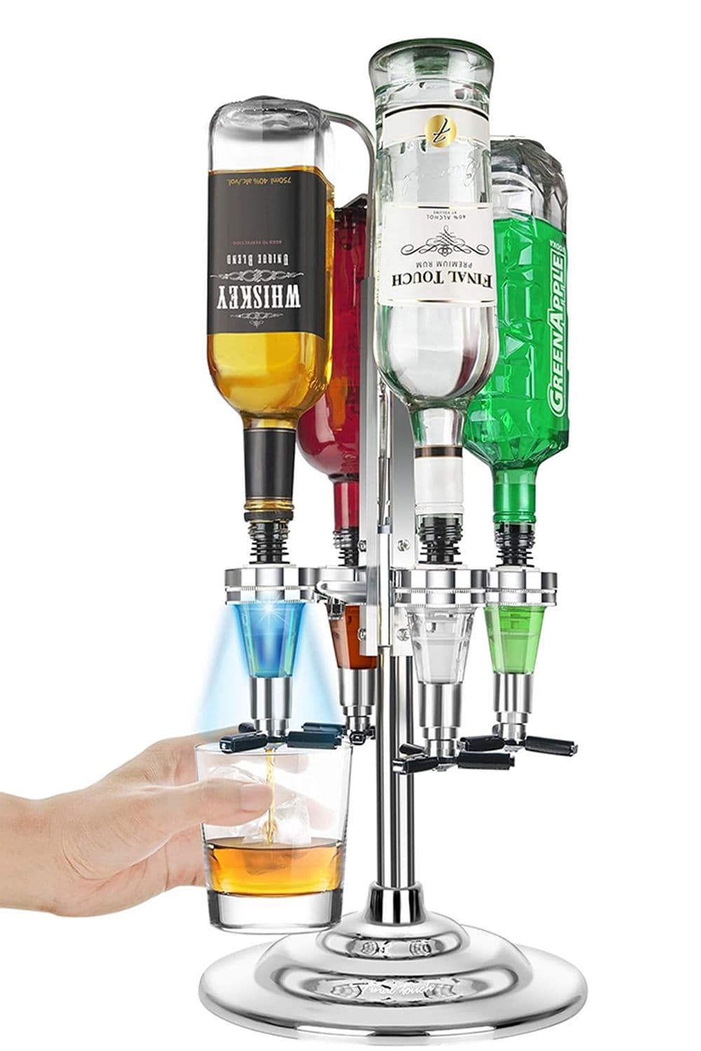 LED Rotary 4 Bottle Bar Caddy