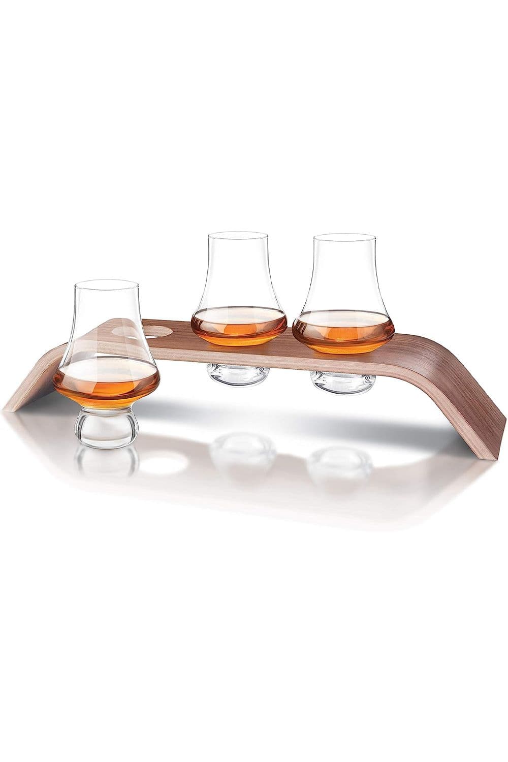Set of 3 Lead-Free Crystal Glasses with Aspen Wood Levitation Stand