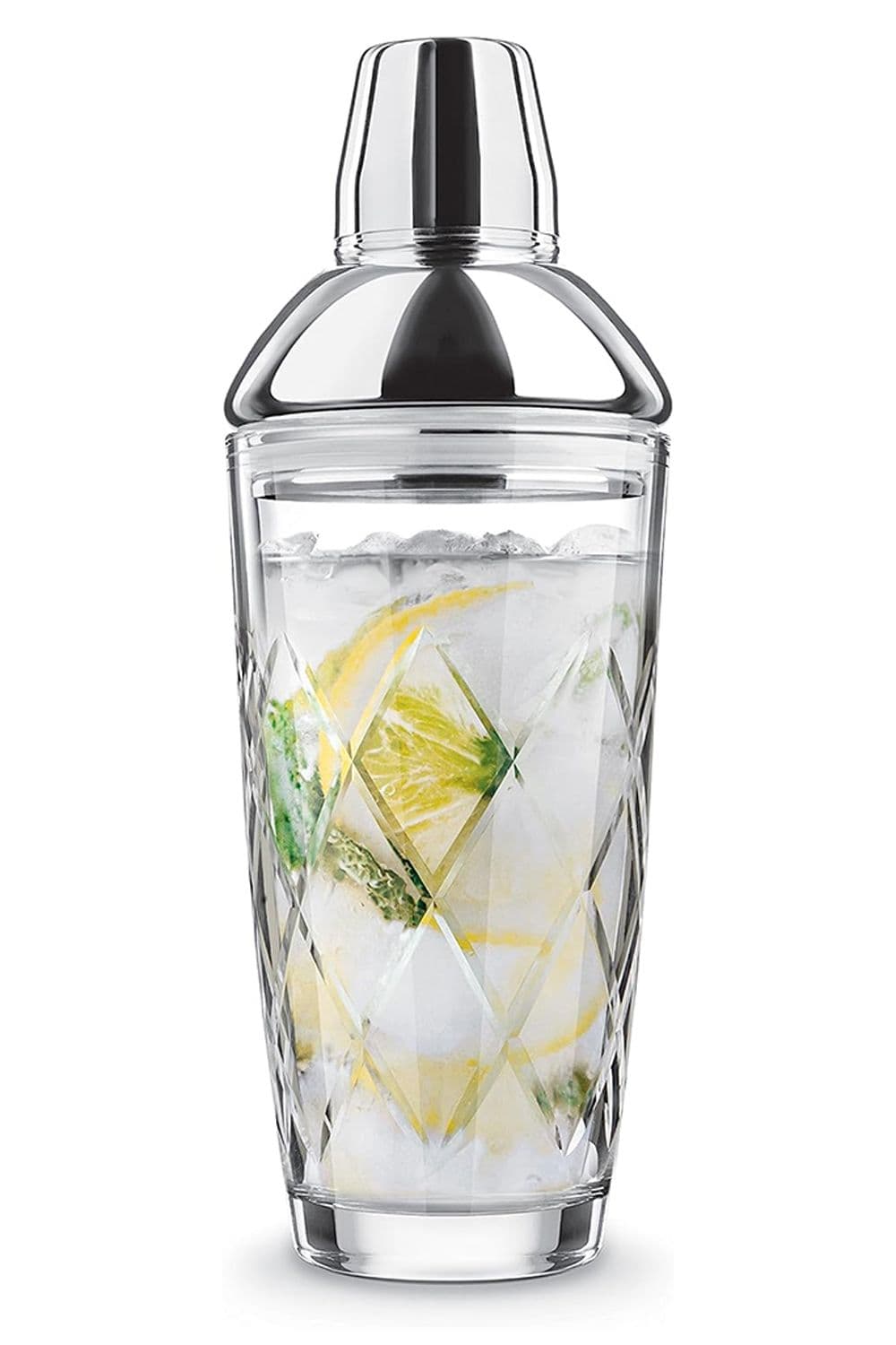 Yarai Cocktail Shaker with Hand Cut Glass Pattern