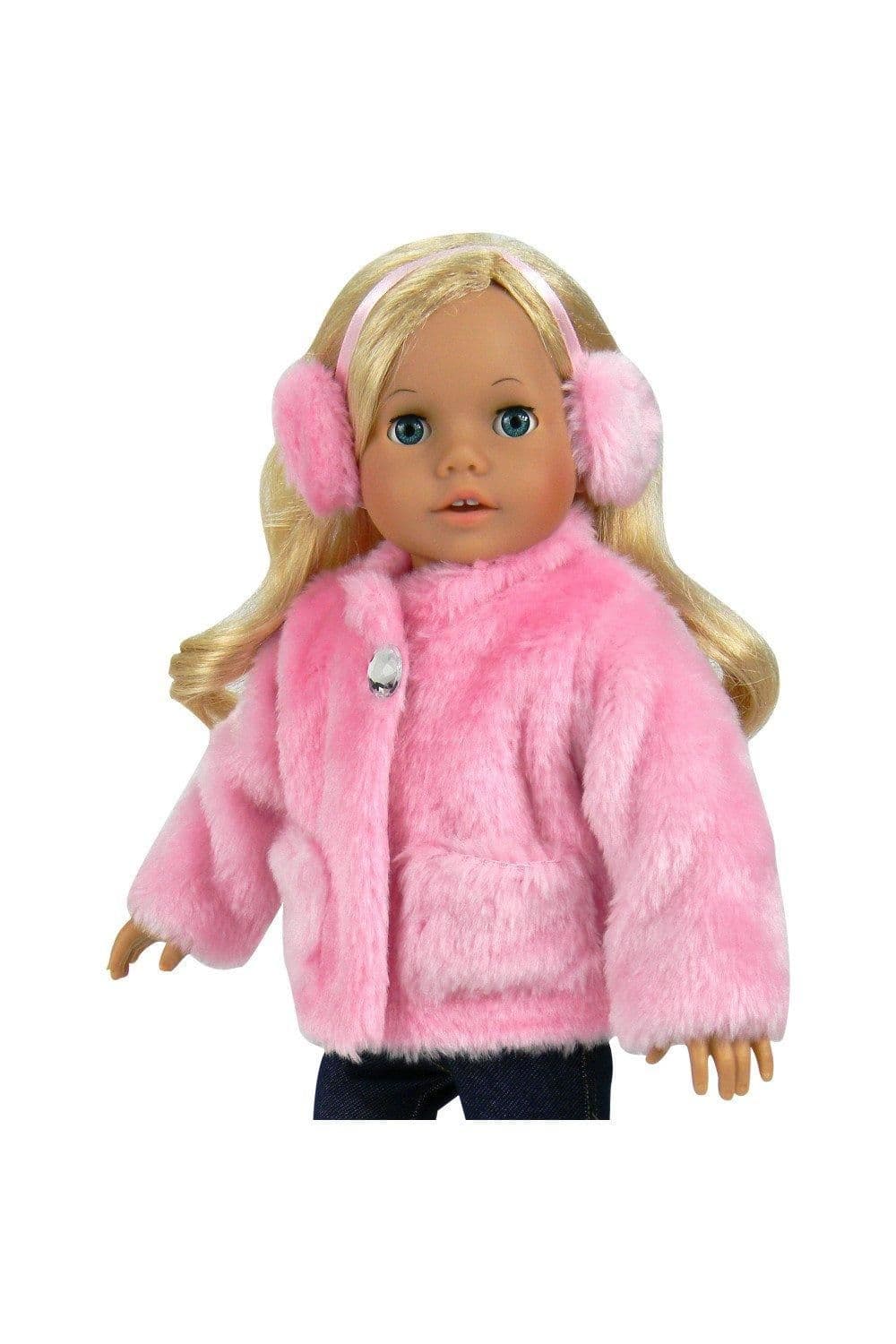 Sophias Faux Fur Coat Earmuff Headband Set 18" Dolls