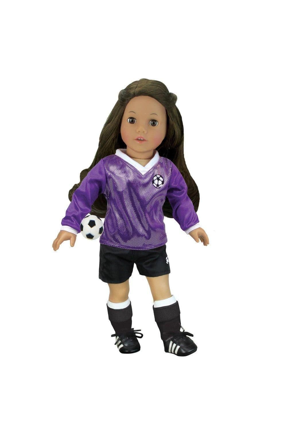 Sophias Purple Long Sleeved V Neck Jersey Shorts Ball 18” Dolls
