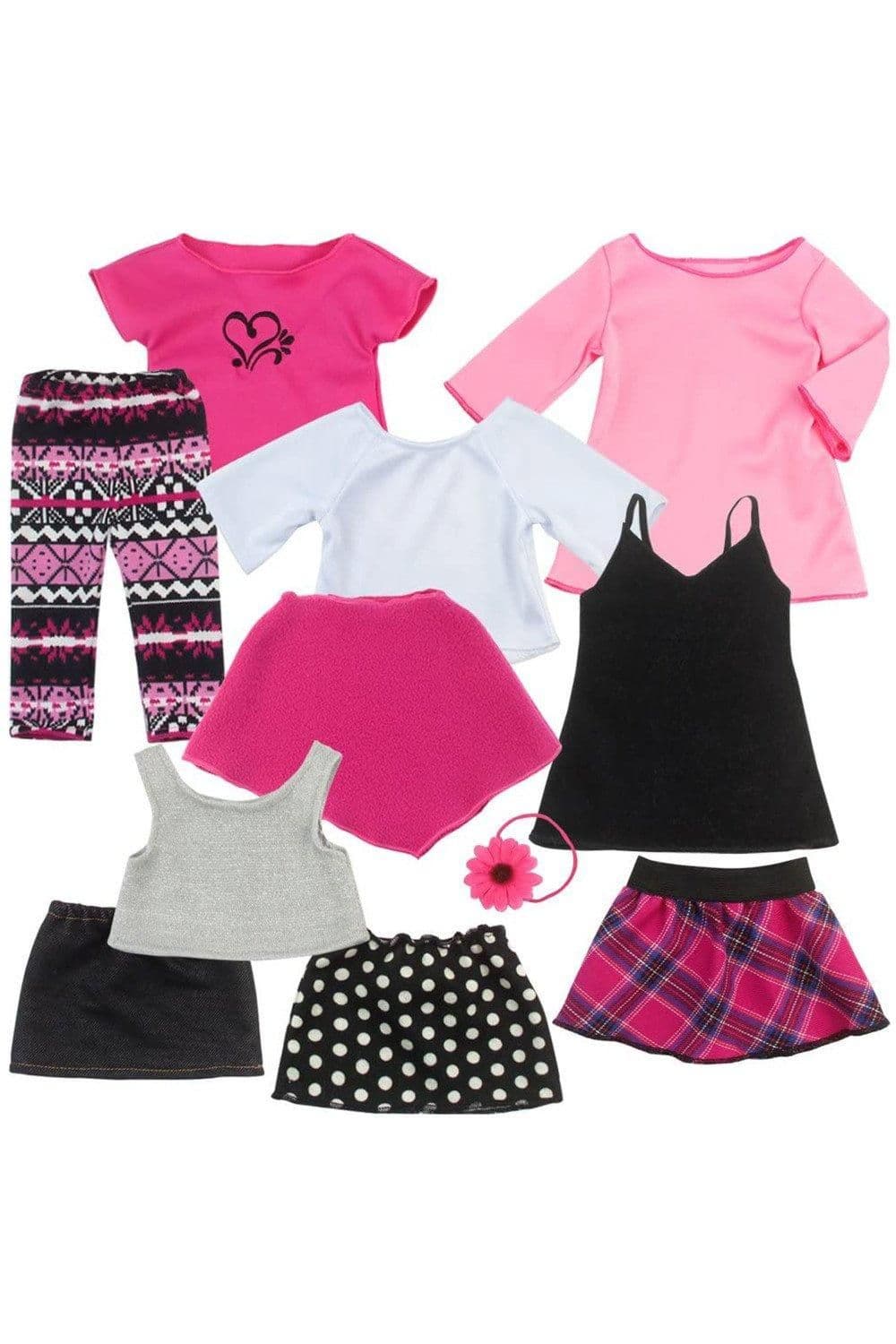 Sophias 11 Piece Spring Wardrobe Accessories 18" Dolls Pink Black