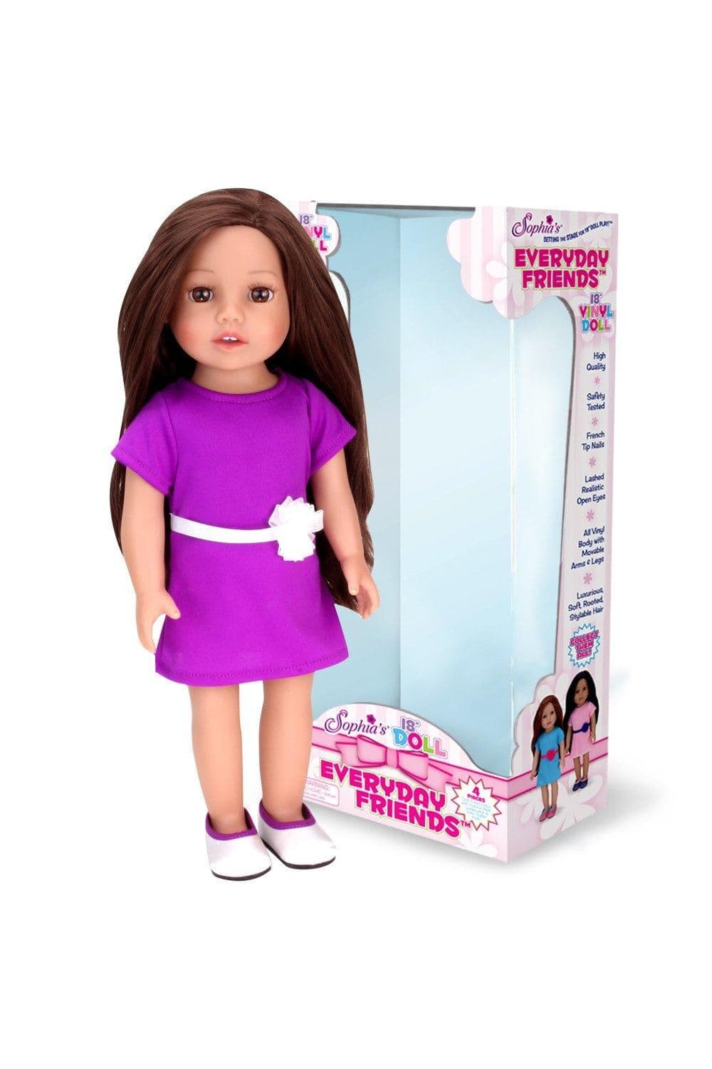 Sophias Posable 18" All Vinyl Brunette Hair Dolls Eyes