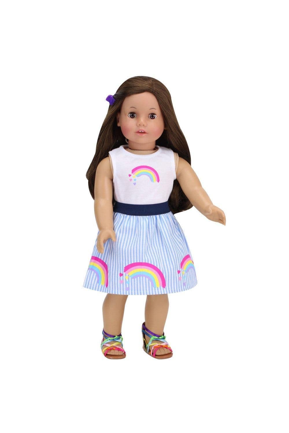 Sophias Rainbow Shirt Striped High Waist Skirt 18" Dolls