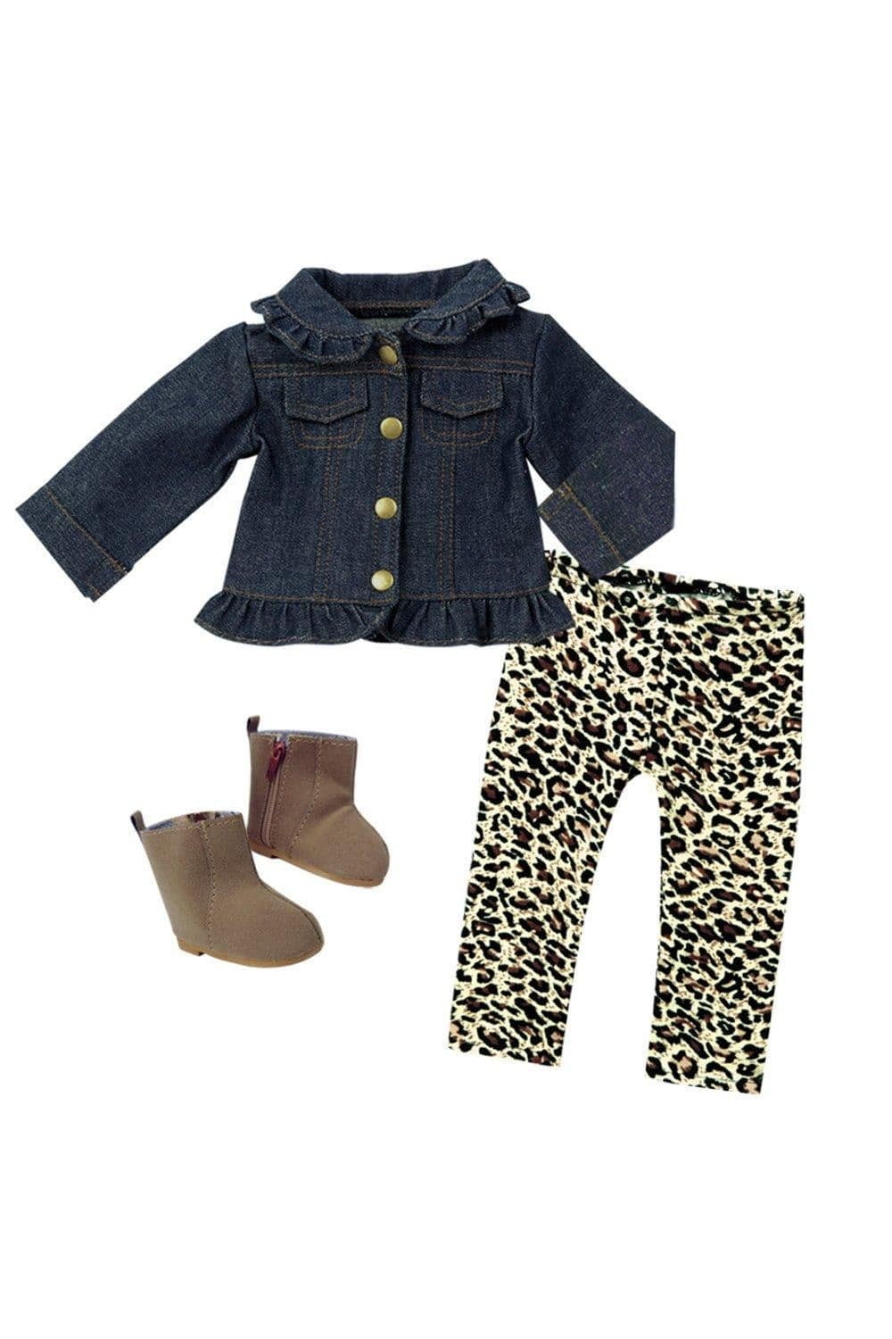 Sophias Jean Jacket Cheetah Print Leggings Faux Suede Booties 18" Dolls