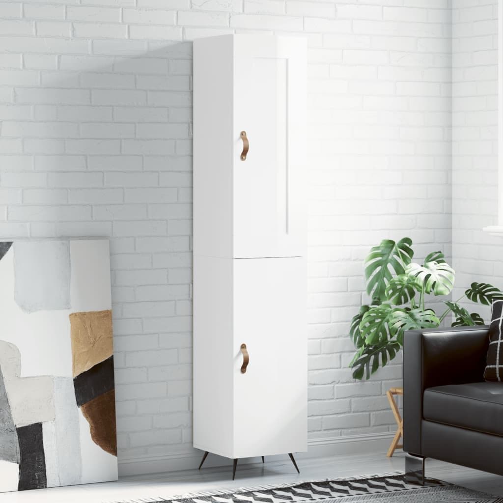Highboard High Gloss 34.5x34x180 cm Engineered Wood