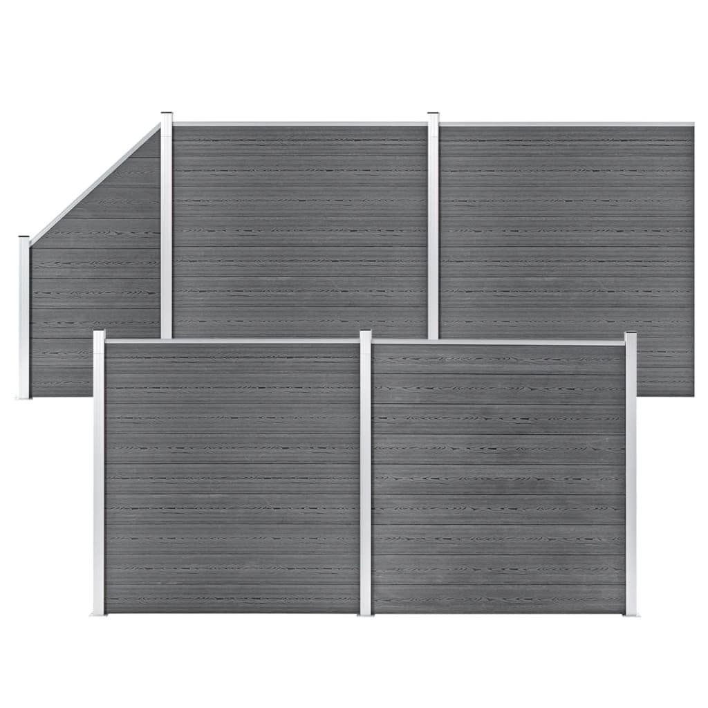 WPC Fence Set 4 Square + 1 Slanted 792x186 cm