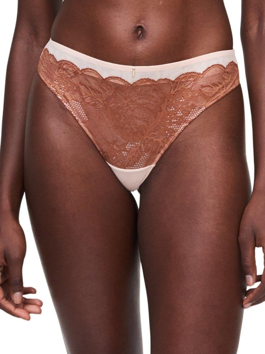 Midnight Flowers Tanga Mocha Bisque