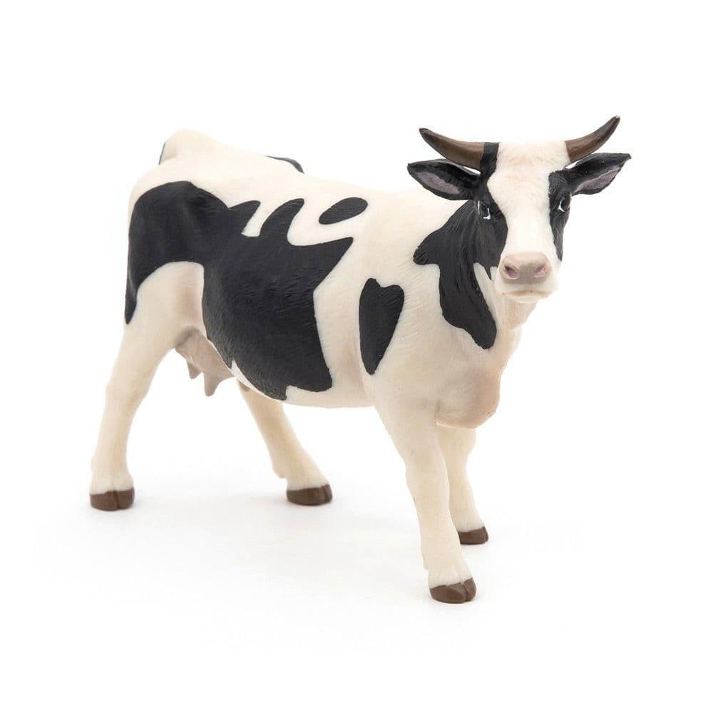 Farmyard Friends White Cow Toy Figure Three Years or Above White Black