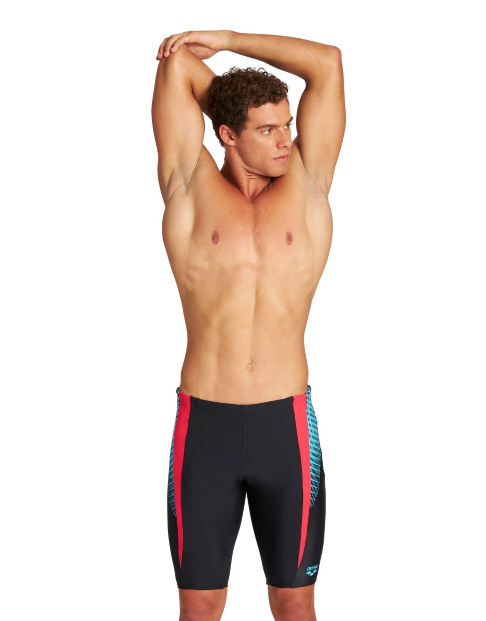 Threefold Print Swim Jammer Black Red Anguria