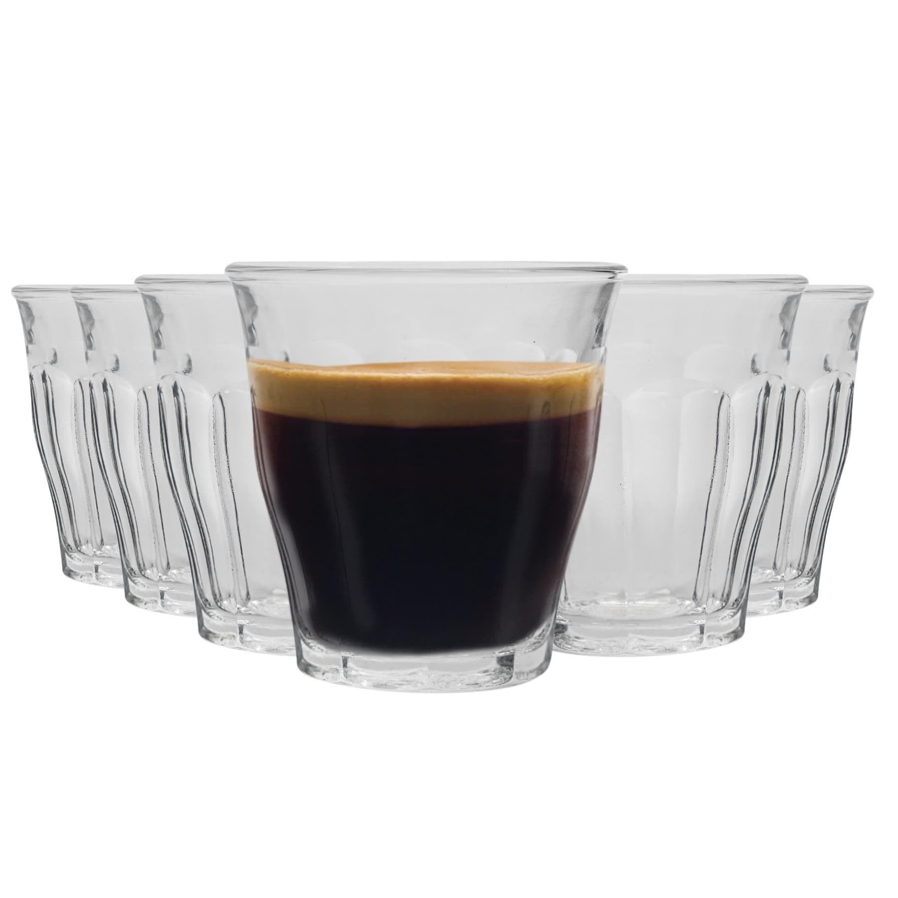 Picardie Shot Glass Espresso Cups - 90ml Drinking Glasses - Clear - Pack of 6