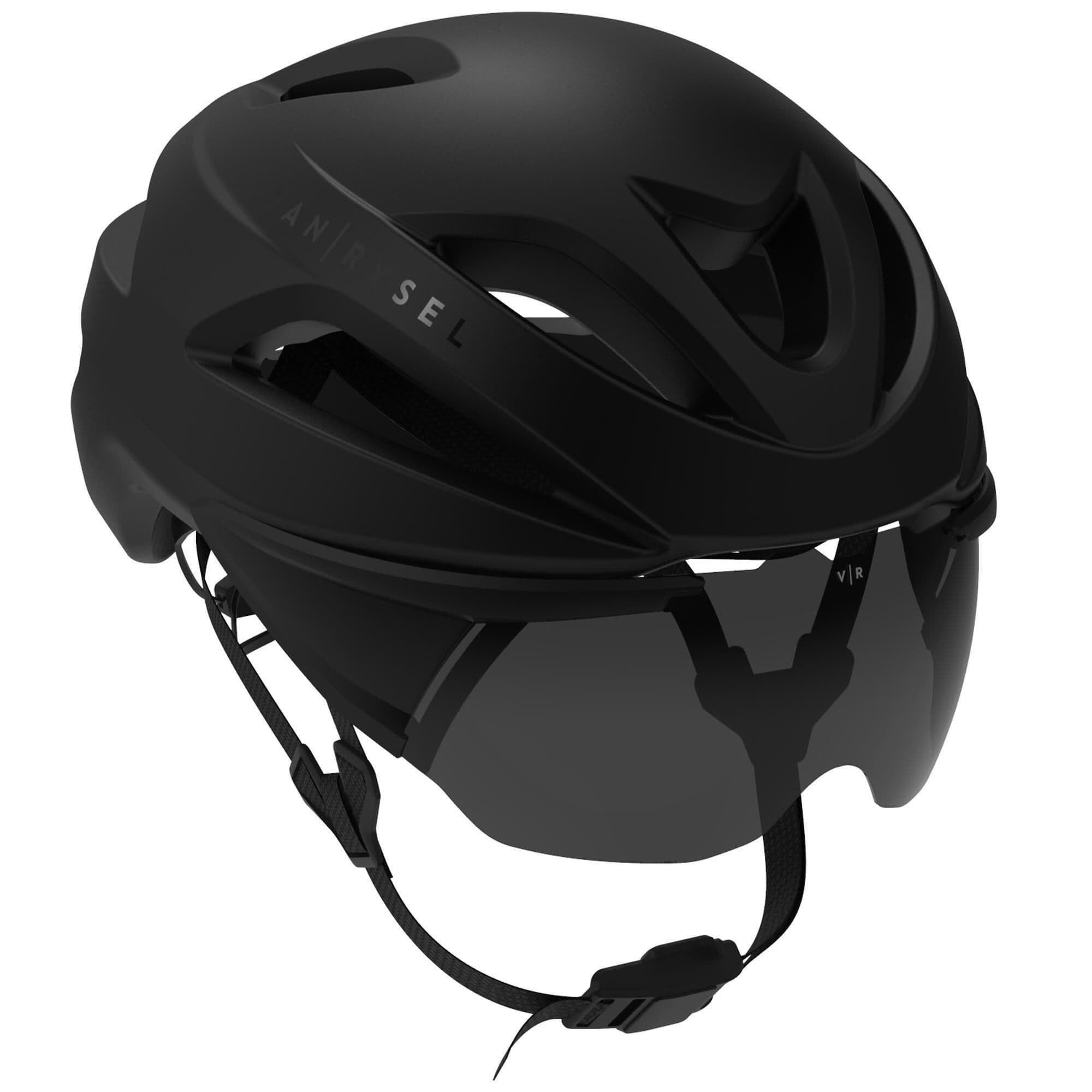 Triathlon Helmet Adjustable Visor Category 3 + Magnetic Buckle Matte