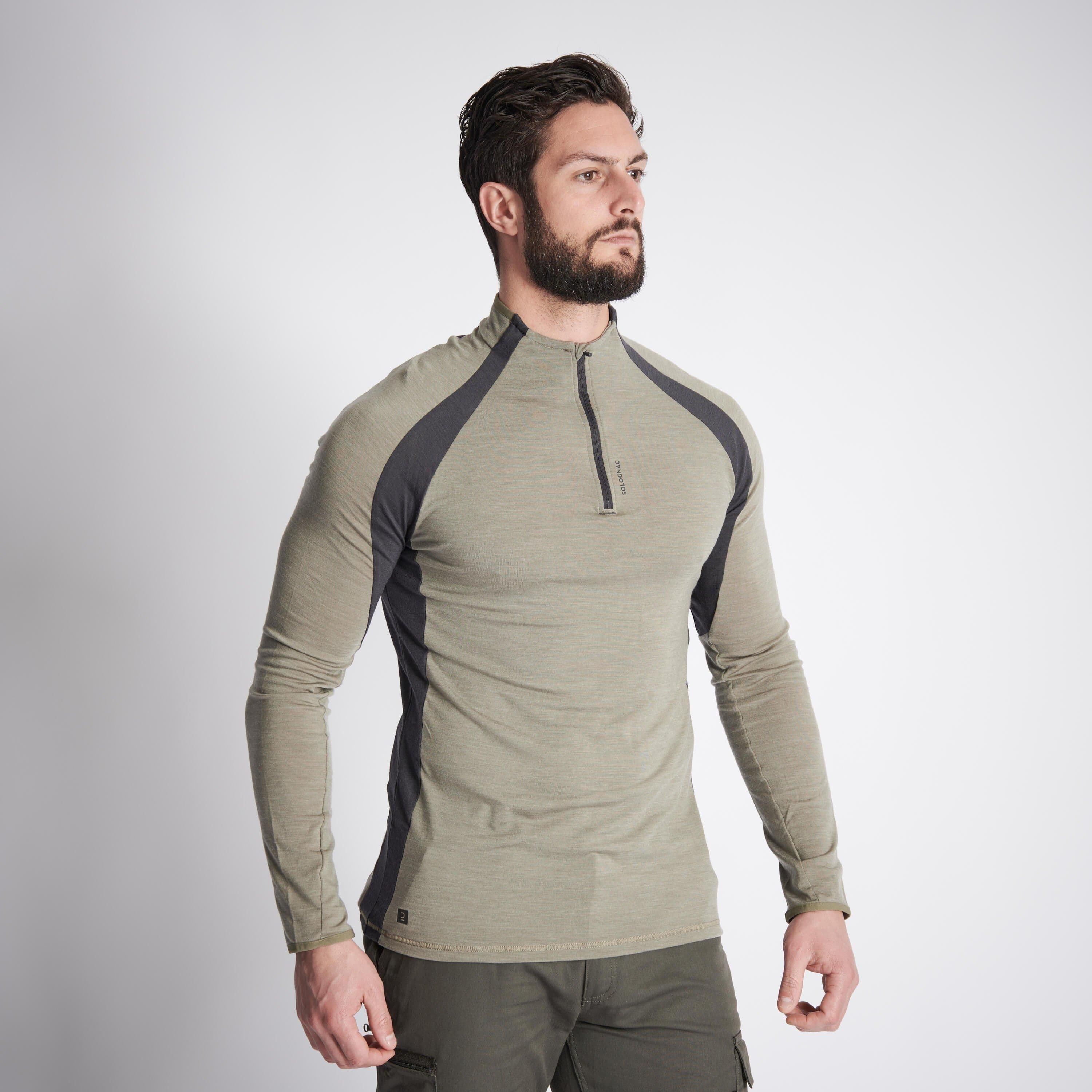 Long Sleeved Breathable Merino Wool Zipped T Shirt