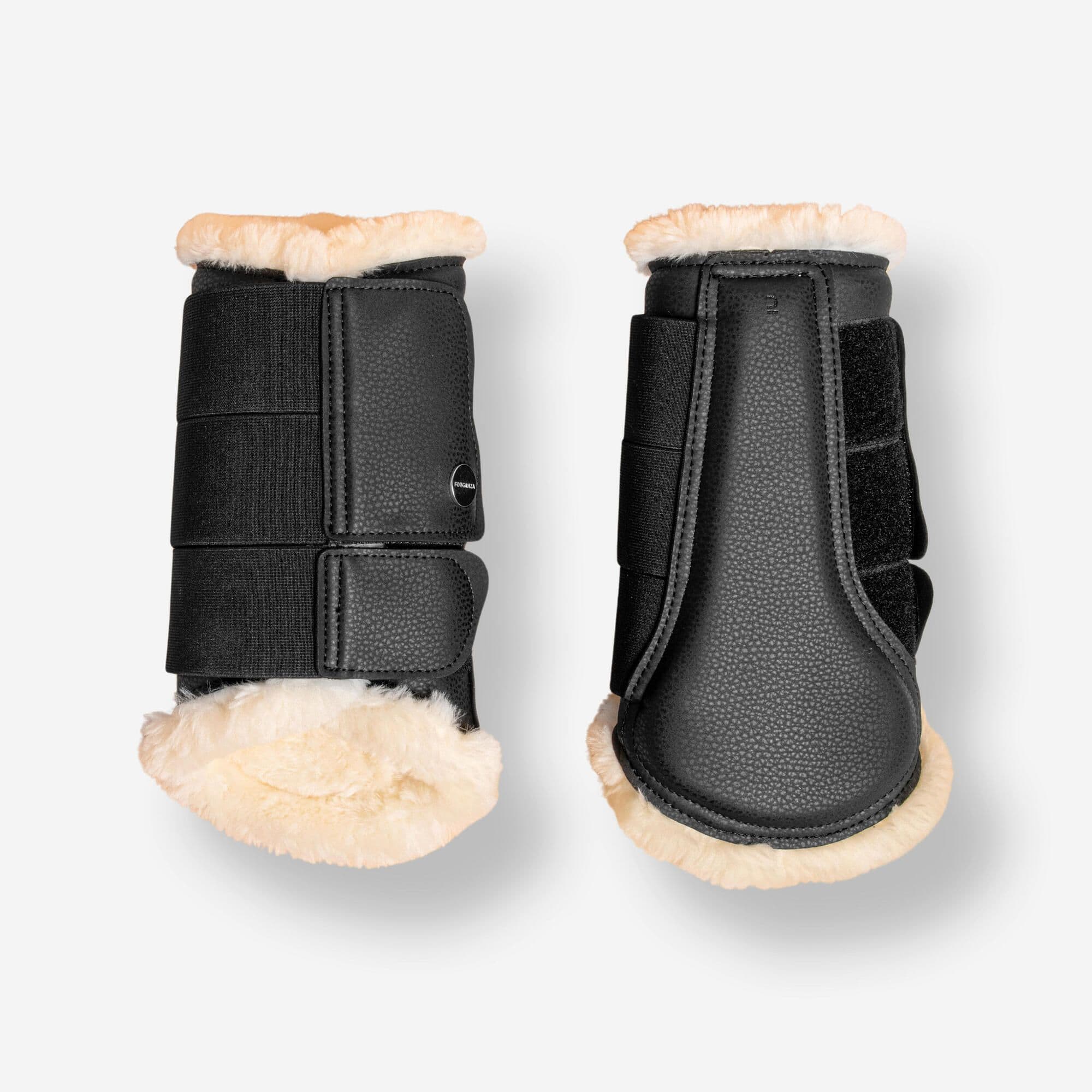 Horse Riding Synthetic Sheepskin Brushing Boots Horse 500 Twin Pack