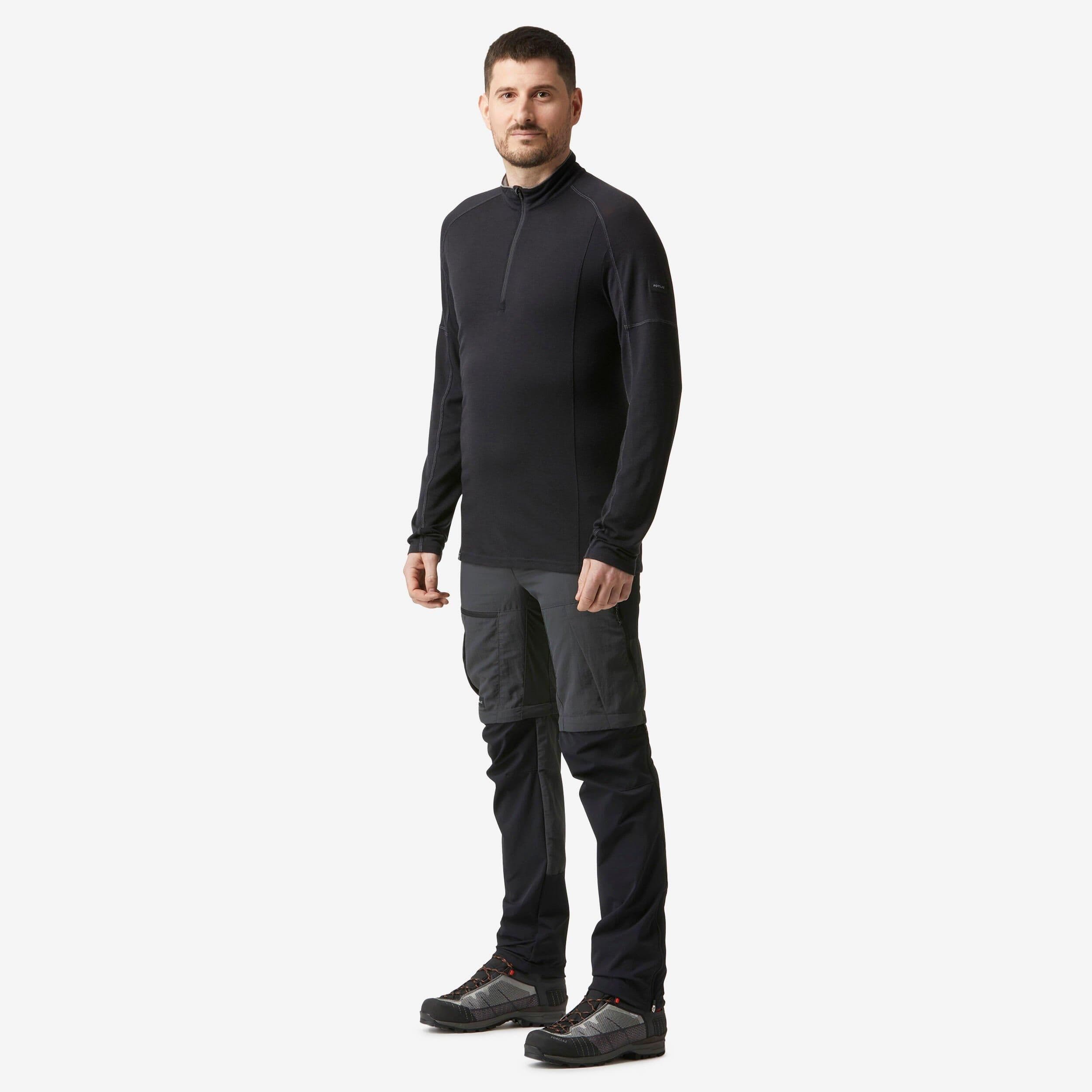 Mountain Trekking Merino Wool Long Sleeved T Shirt Zip Collar