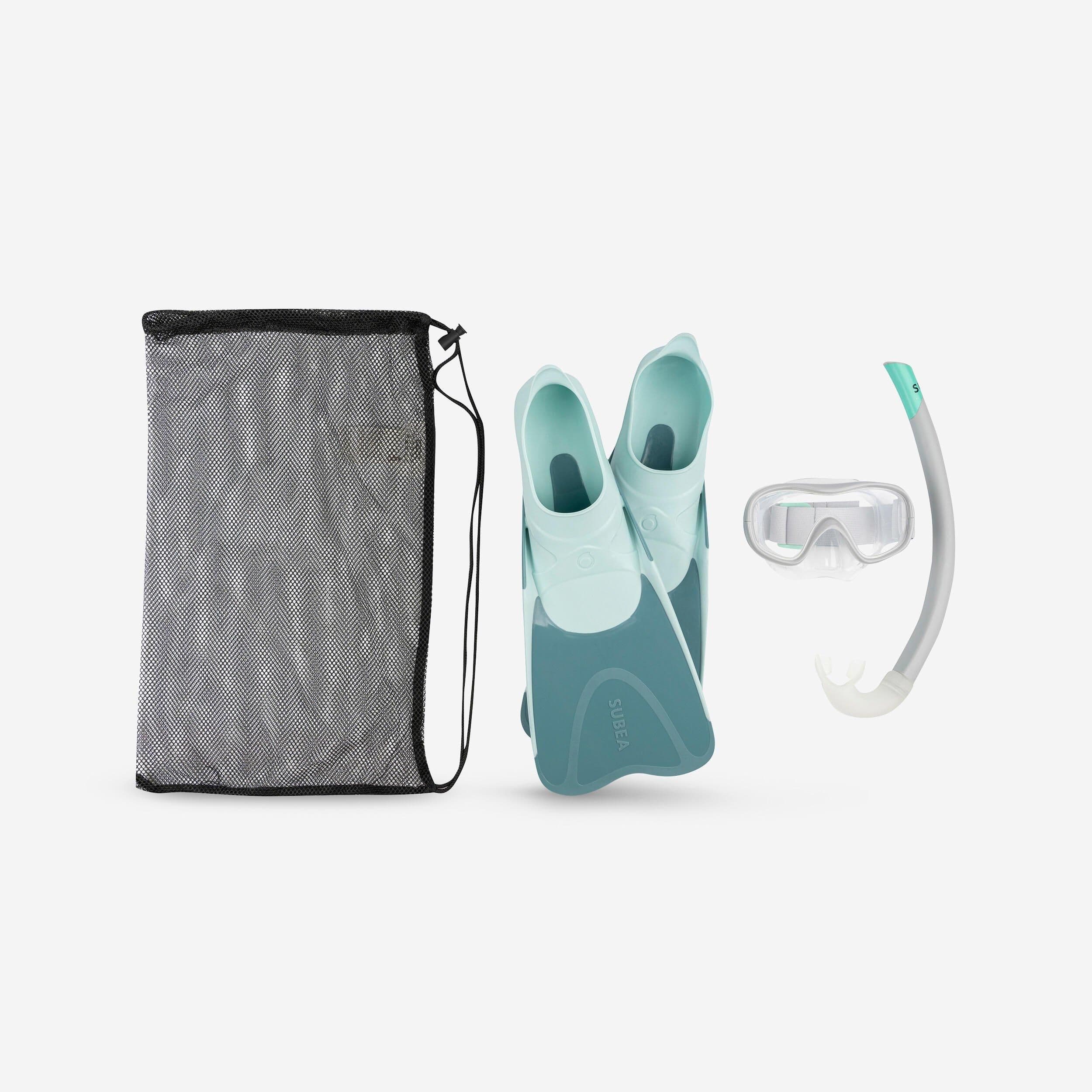Snorkelling Fins Mask Snorkel Set Snk 500 Pastel
