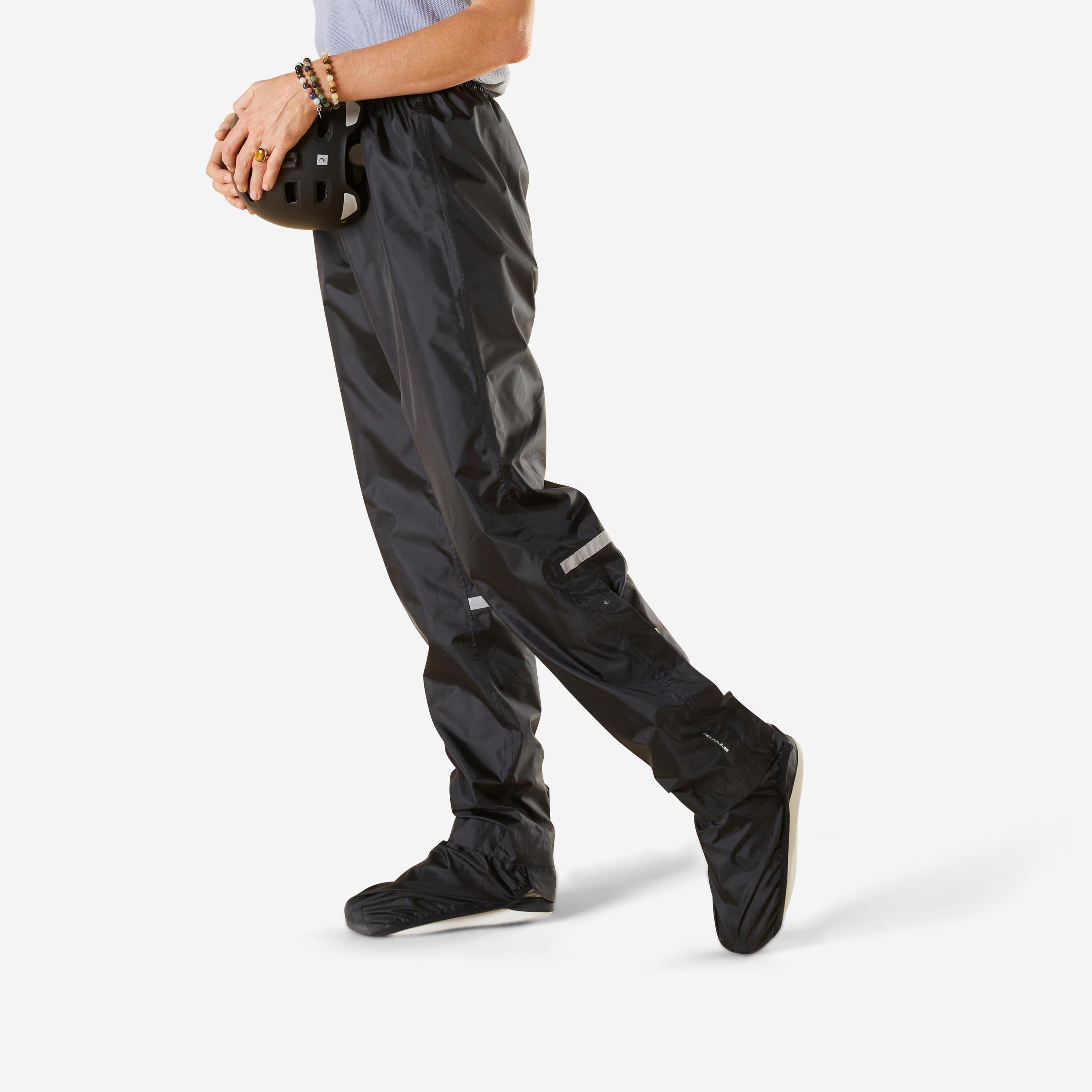 City Cycling Rain Overtrousers Built Overshoes 100