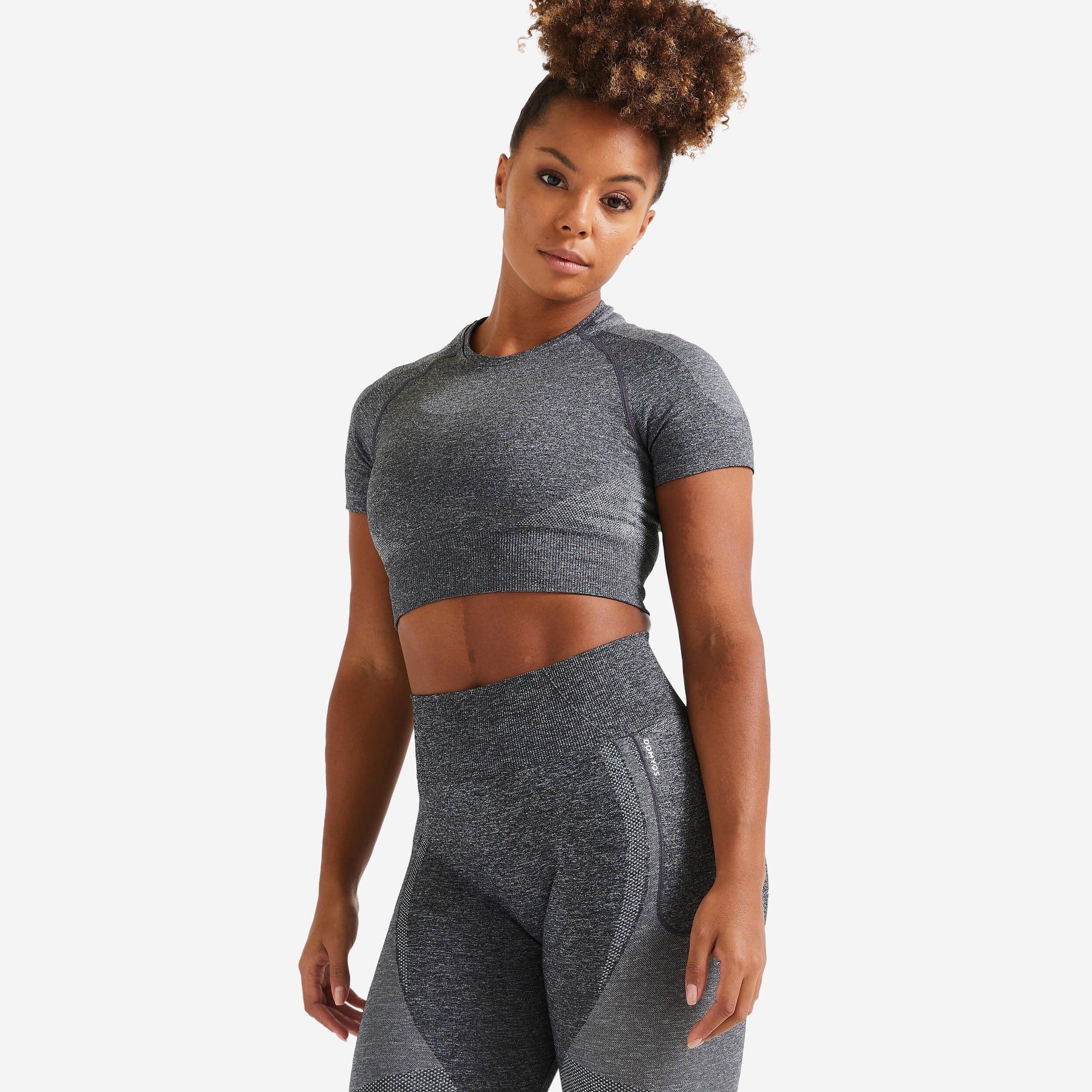 Seamless Short Sleeved Cropped Fitness T Shirt