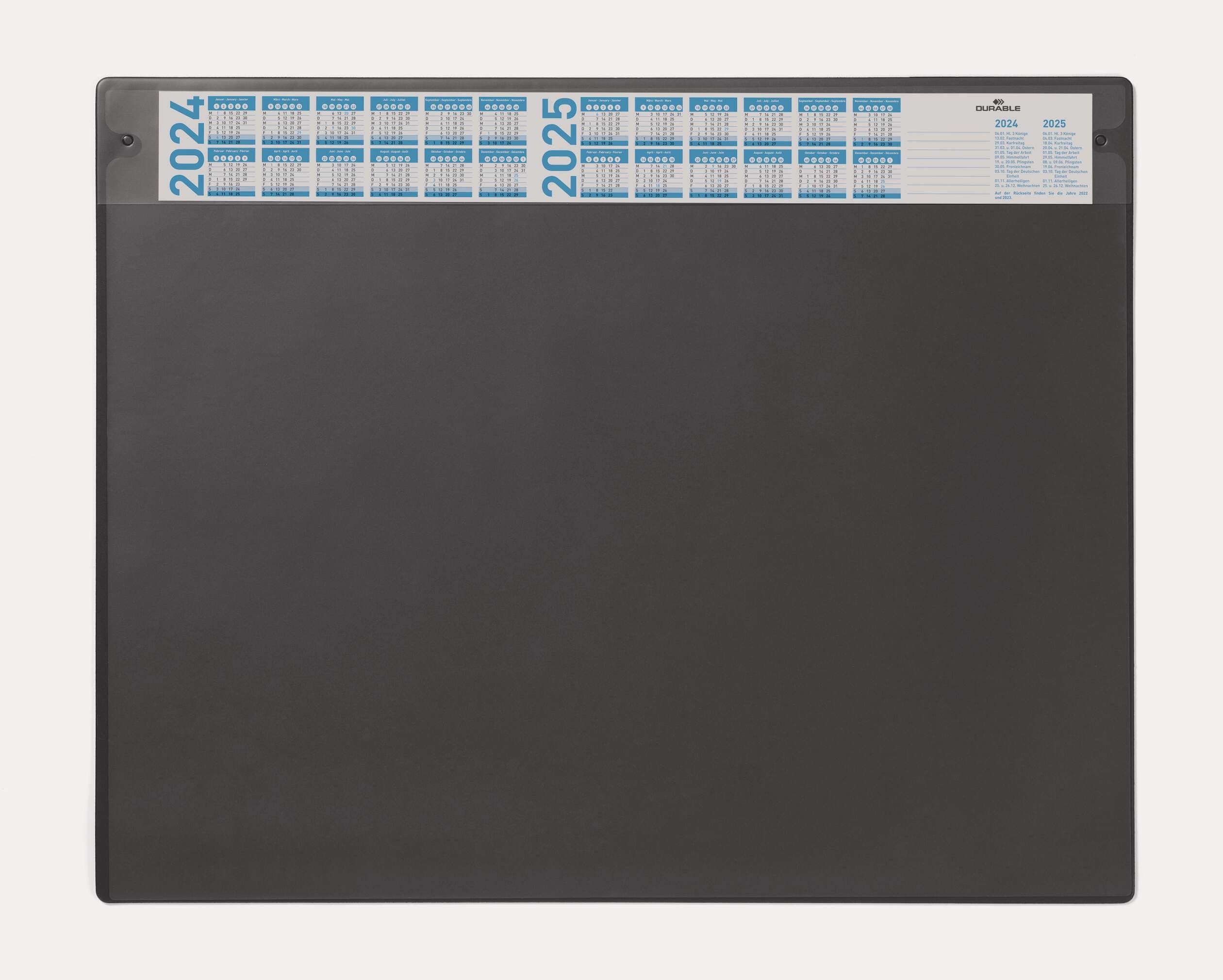Clear Overlay Calander Desk Mat Notes Protector Pad - 65x52 cm - Black