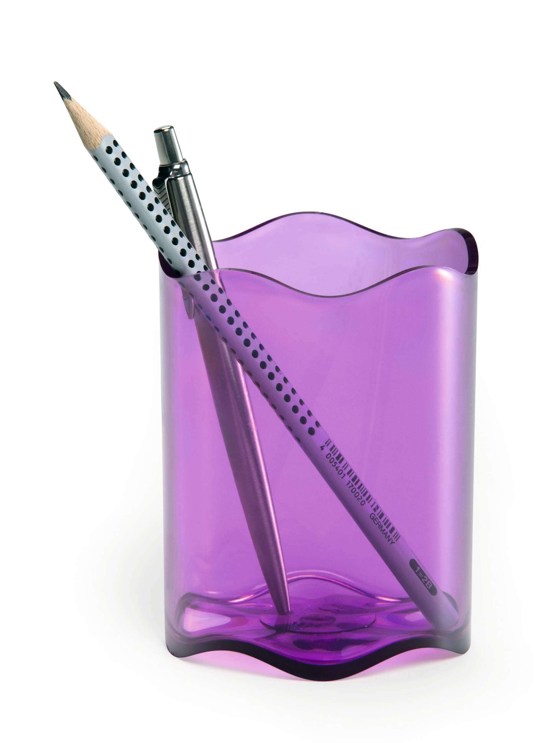 TREND Pen Pot Pencil Holder Desk Tidy Organizer Cup - Clear Purple