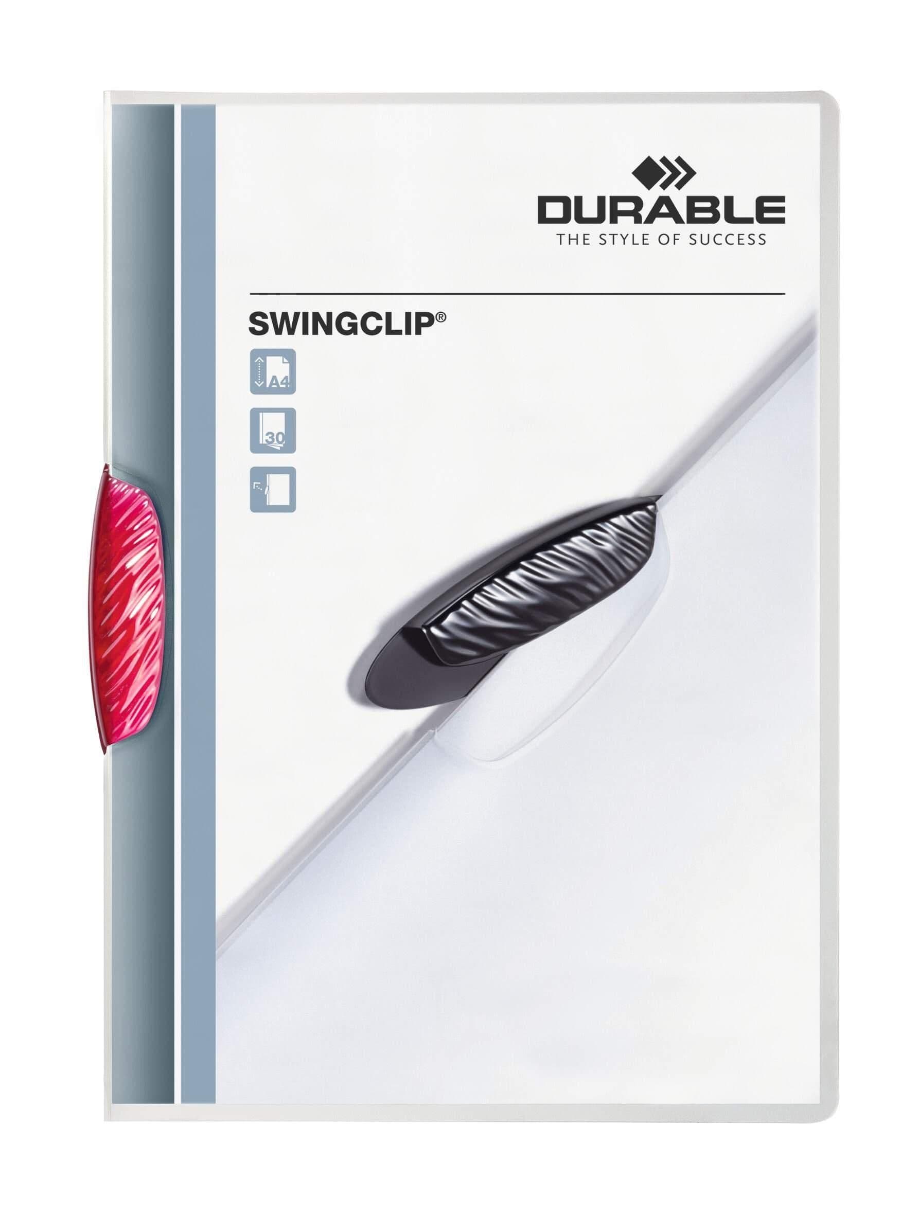 SWINGCLIP 30 Sheet Document Swing Clip File Folder - 25 Pack - A4 Crimson