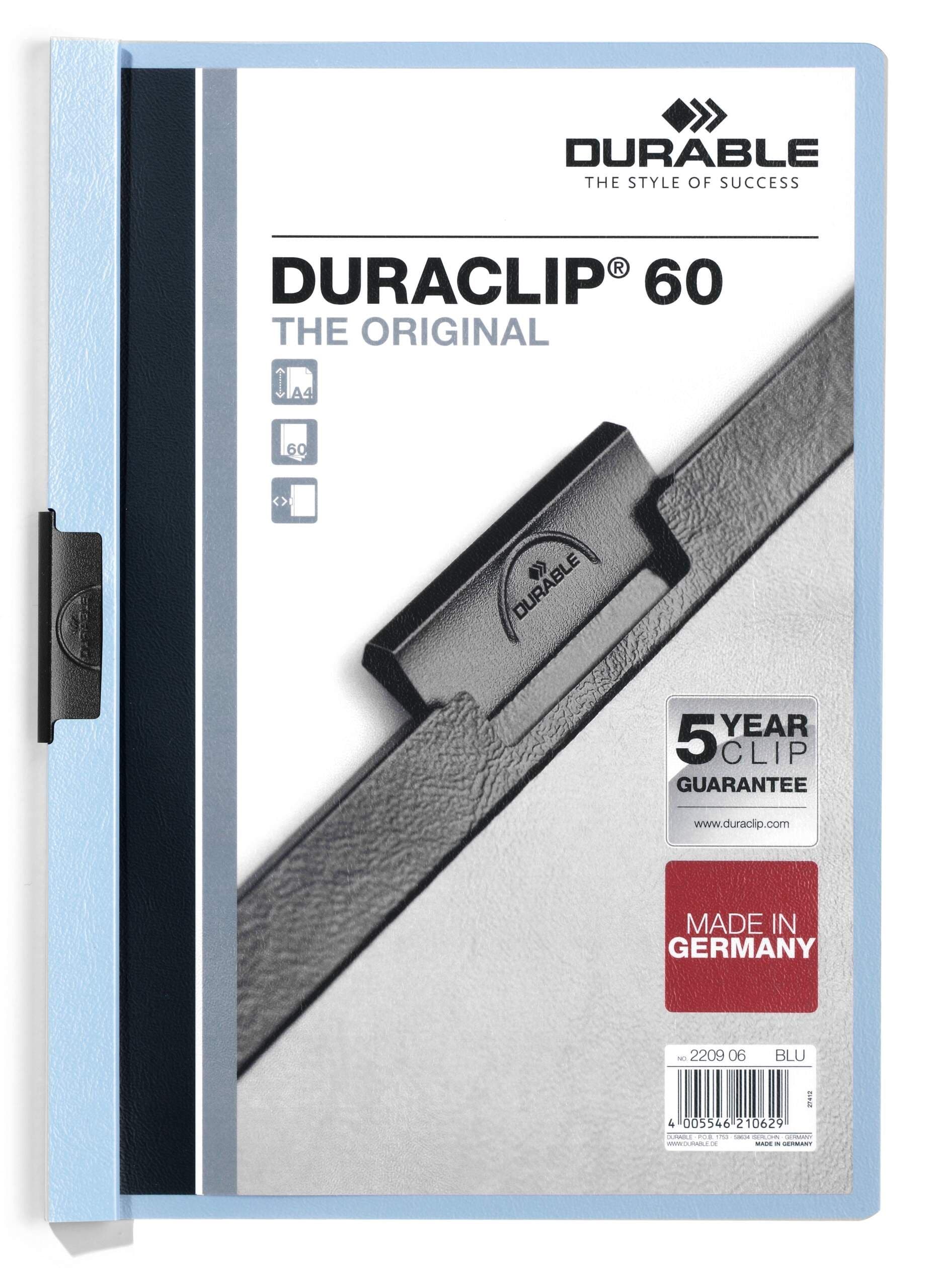 DURACLIP 60 Sheet Document Metal Clip File Folder - 25 Pack - A4 Blue