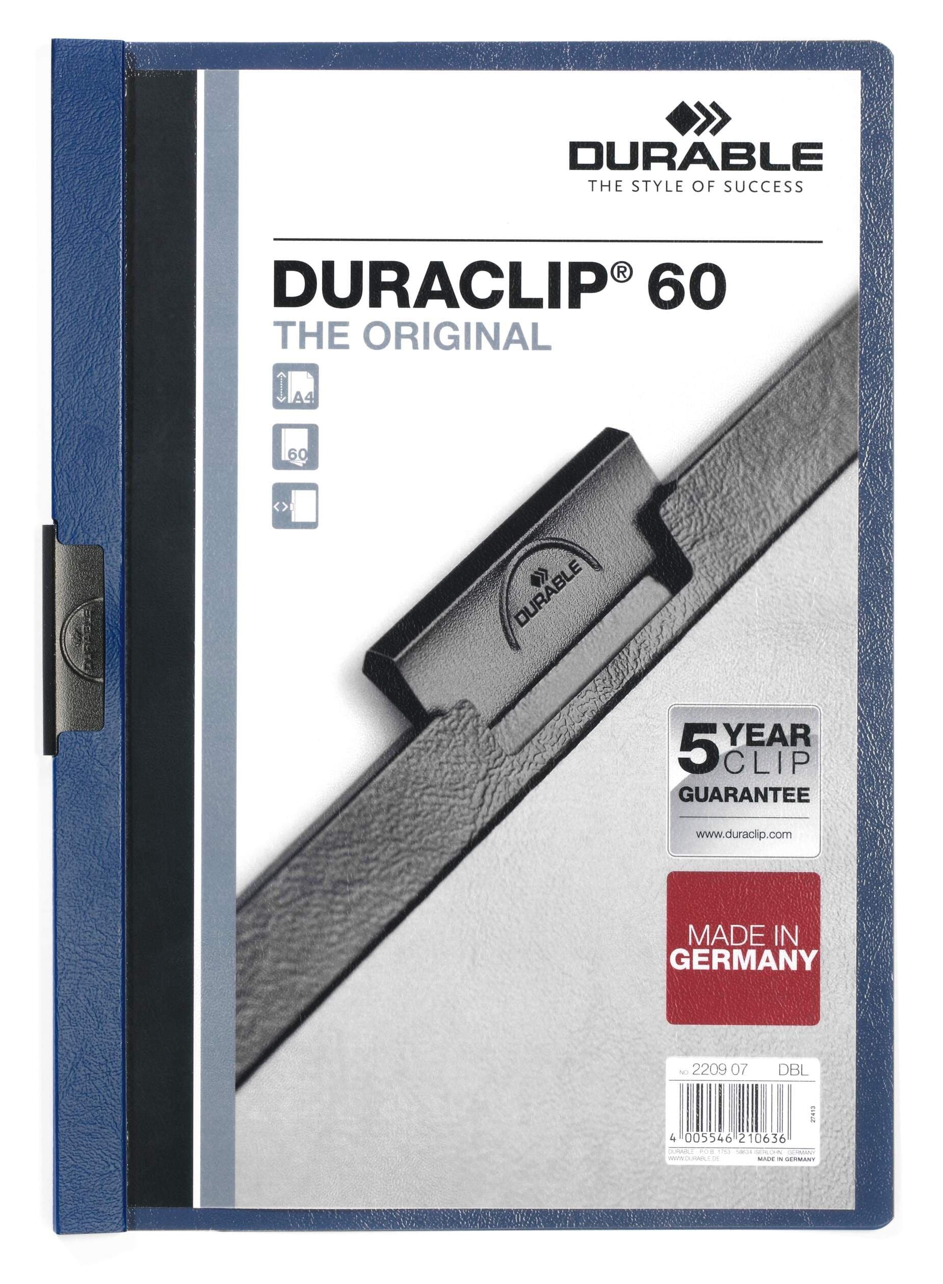 DURACLIP 60 Sheet Document Clip File Folder - 25 Pack - A4 Dark Blue