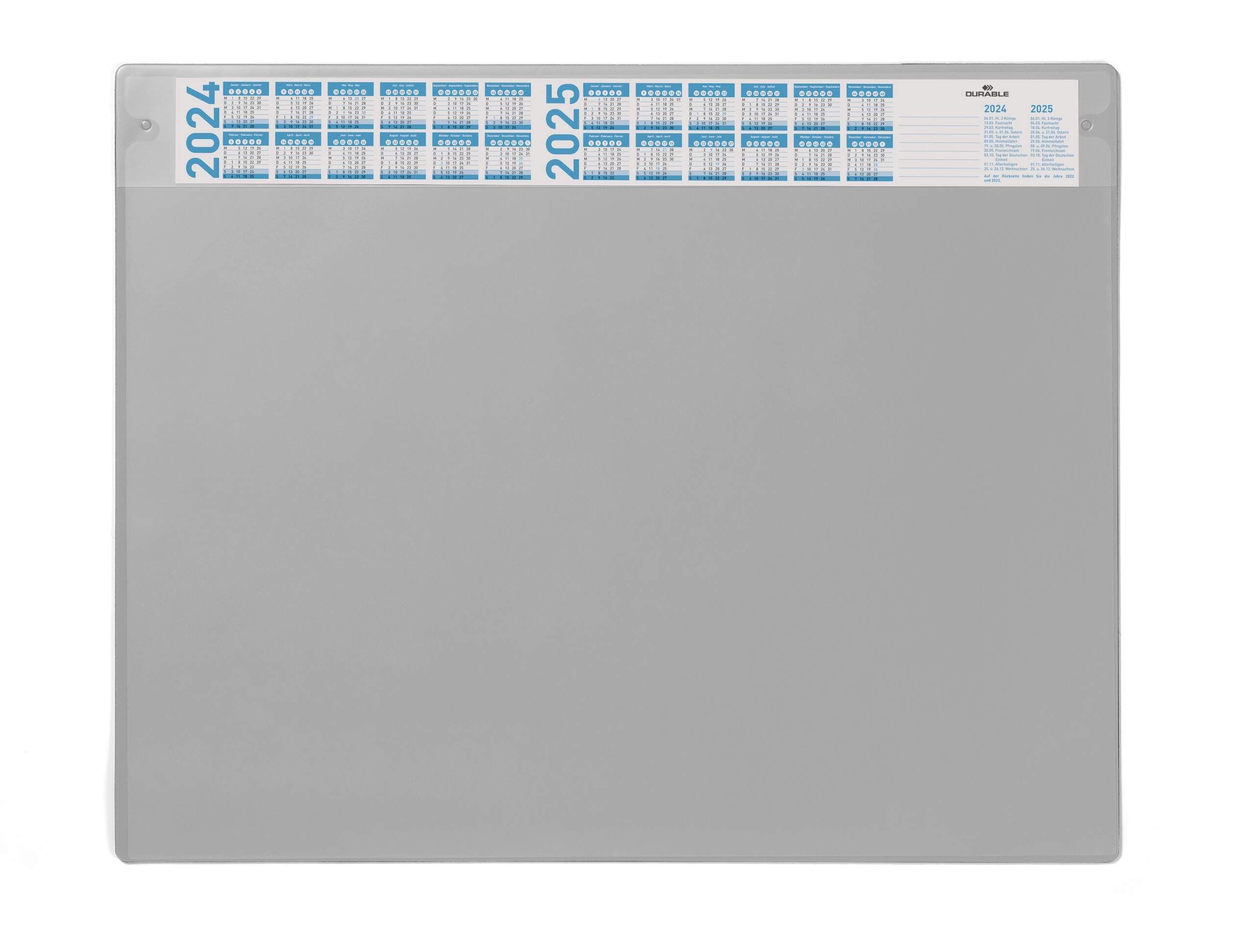 Clear Overlay Calander Desk Mat Notes Protector Pad - 65x52 cm - Grey