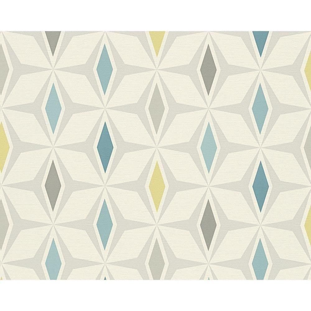 Geometric Diamond Pattern Retro 60s Motif Textured Wallpaper