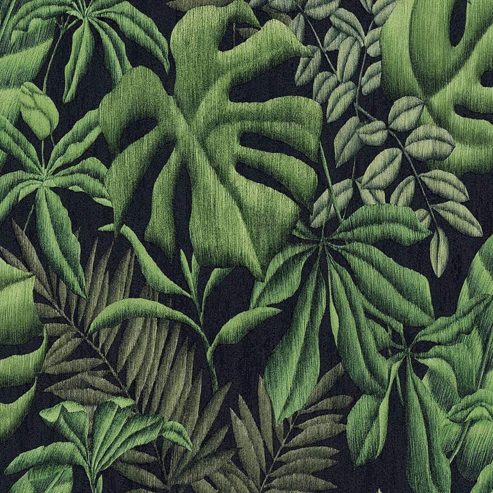 Tropical Palm Leaf Green Textured Greenery Wallpaper