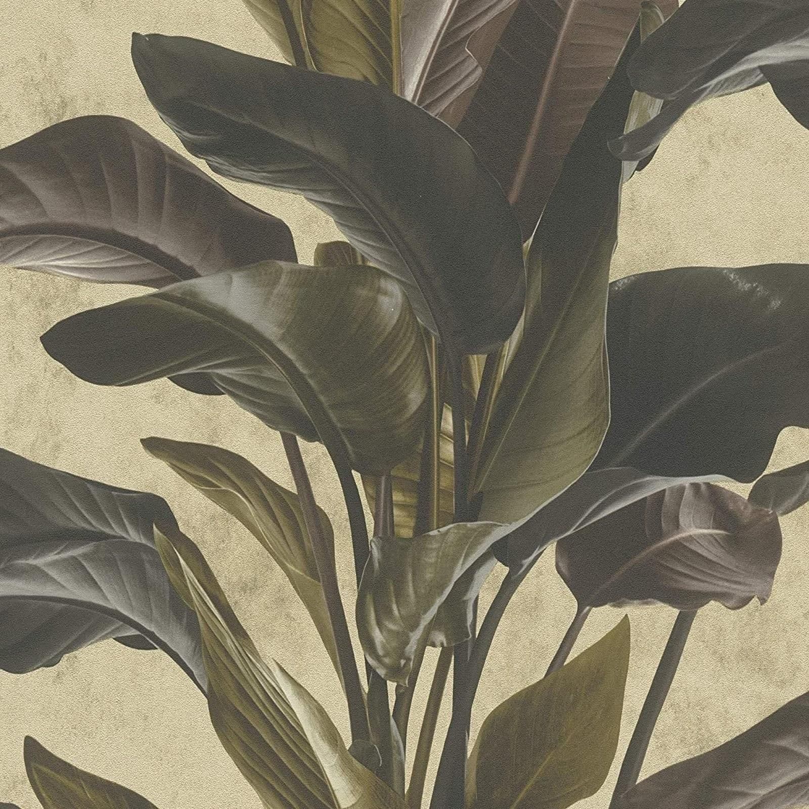Botanical Garden Plant Leaf Leaves Trail Vinyl Brown Gold Wallpaper