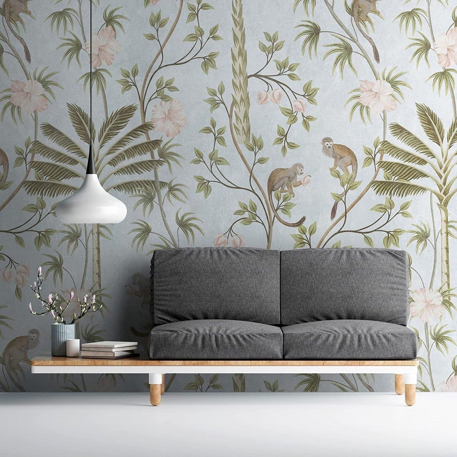 Jungle Animals Palm Tree Feature Wall Mural 159 x 280cm
