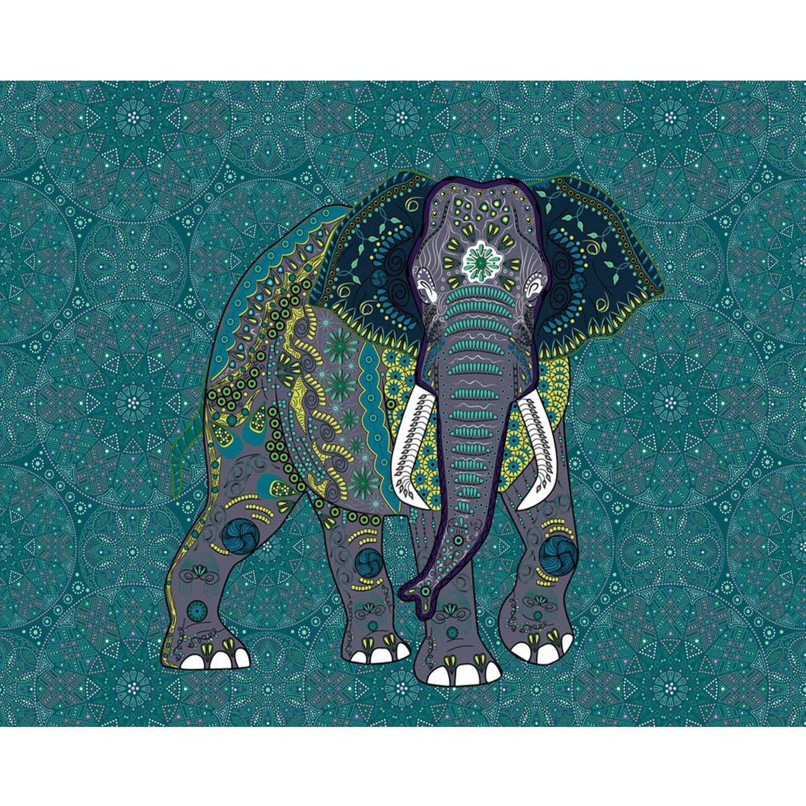 Mandala Elephant Paisley Feature Wall Mural 371x280cm