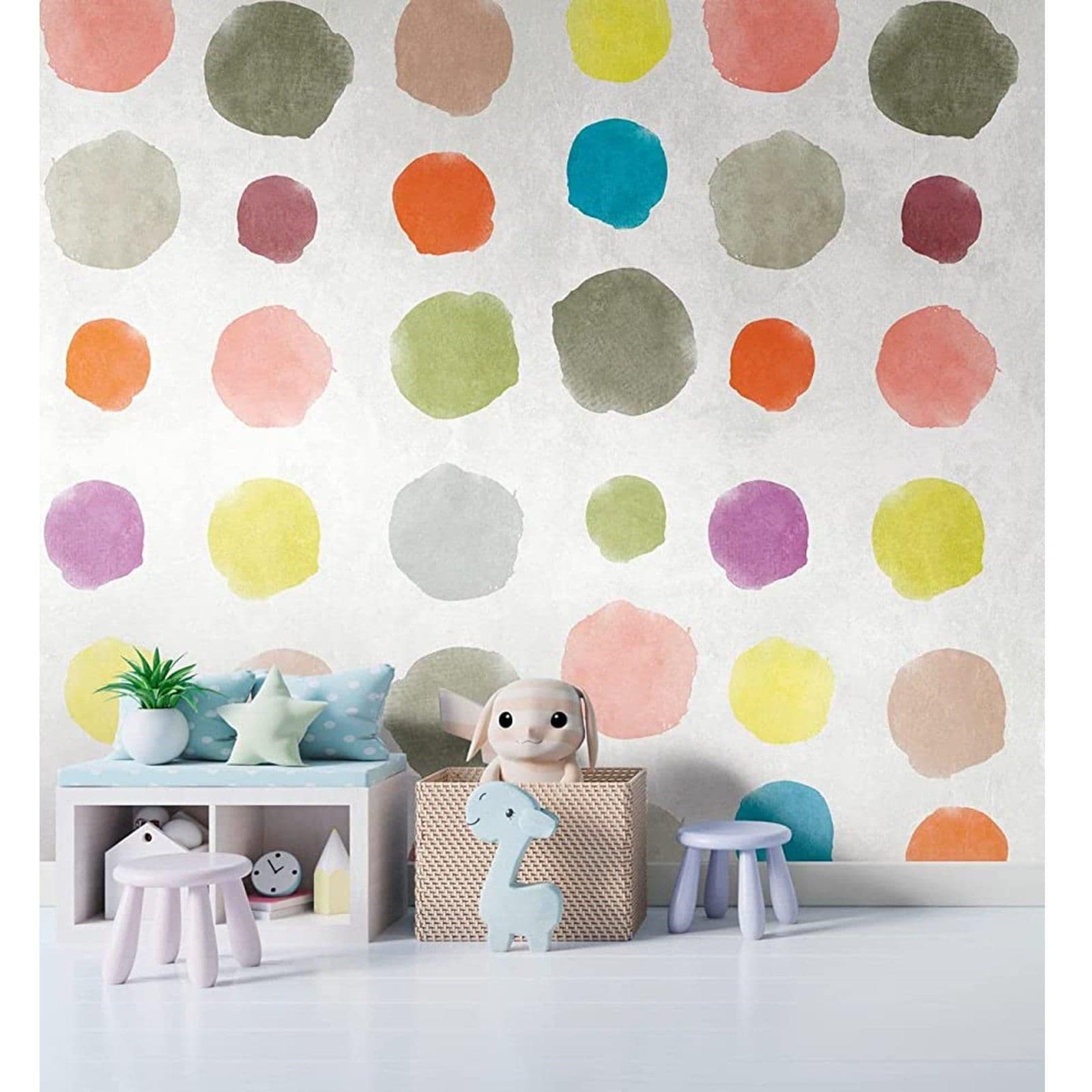 Coloured Circle Spots Feature Wall Mural 159 x 280cm