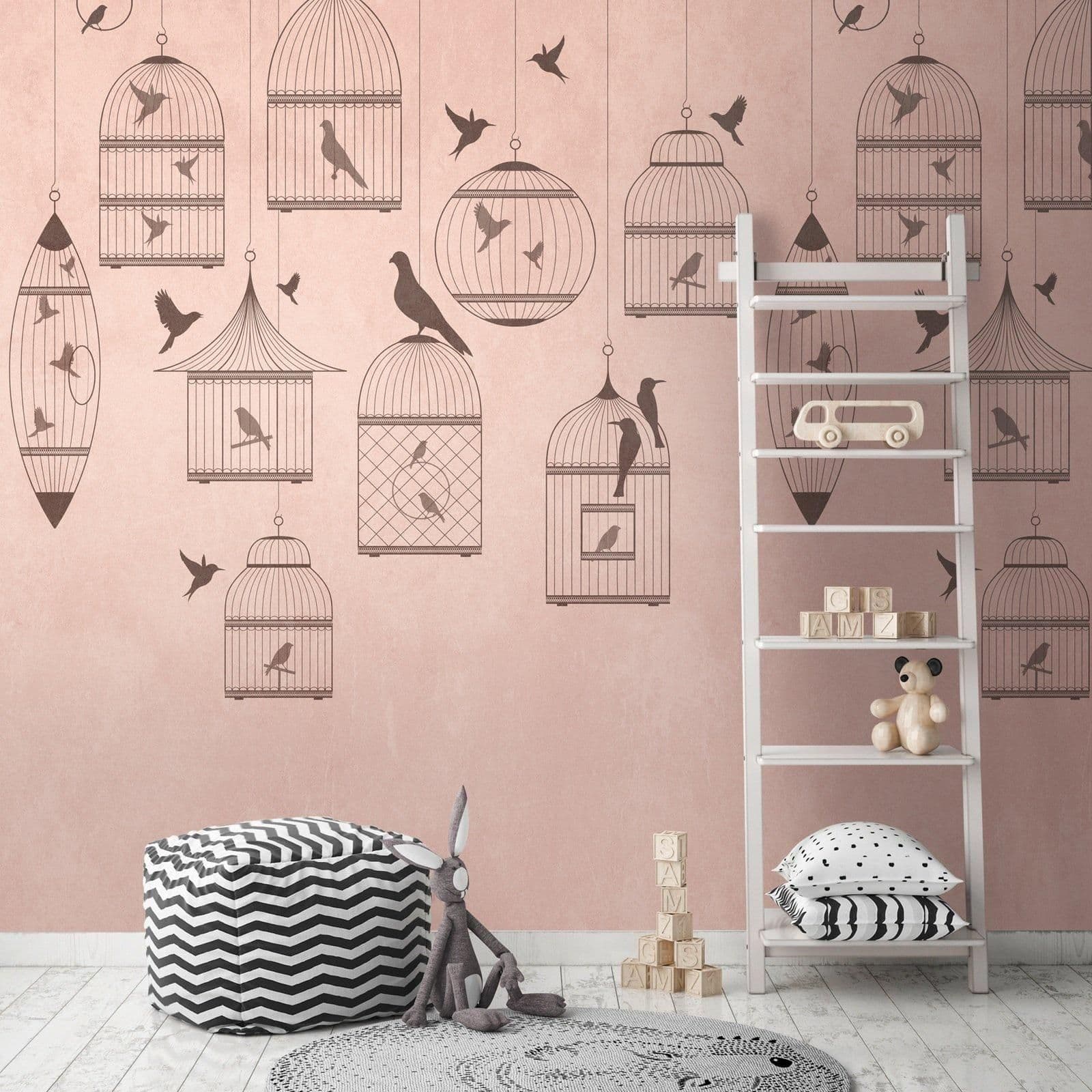 Bird Cage Animals Feature Wall Mural 159 x 280cm
