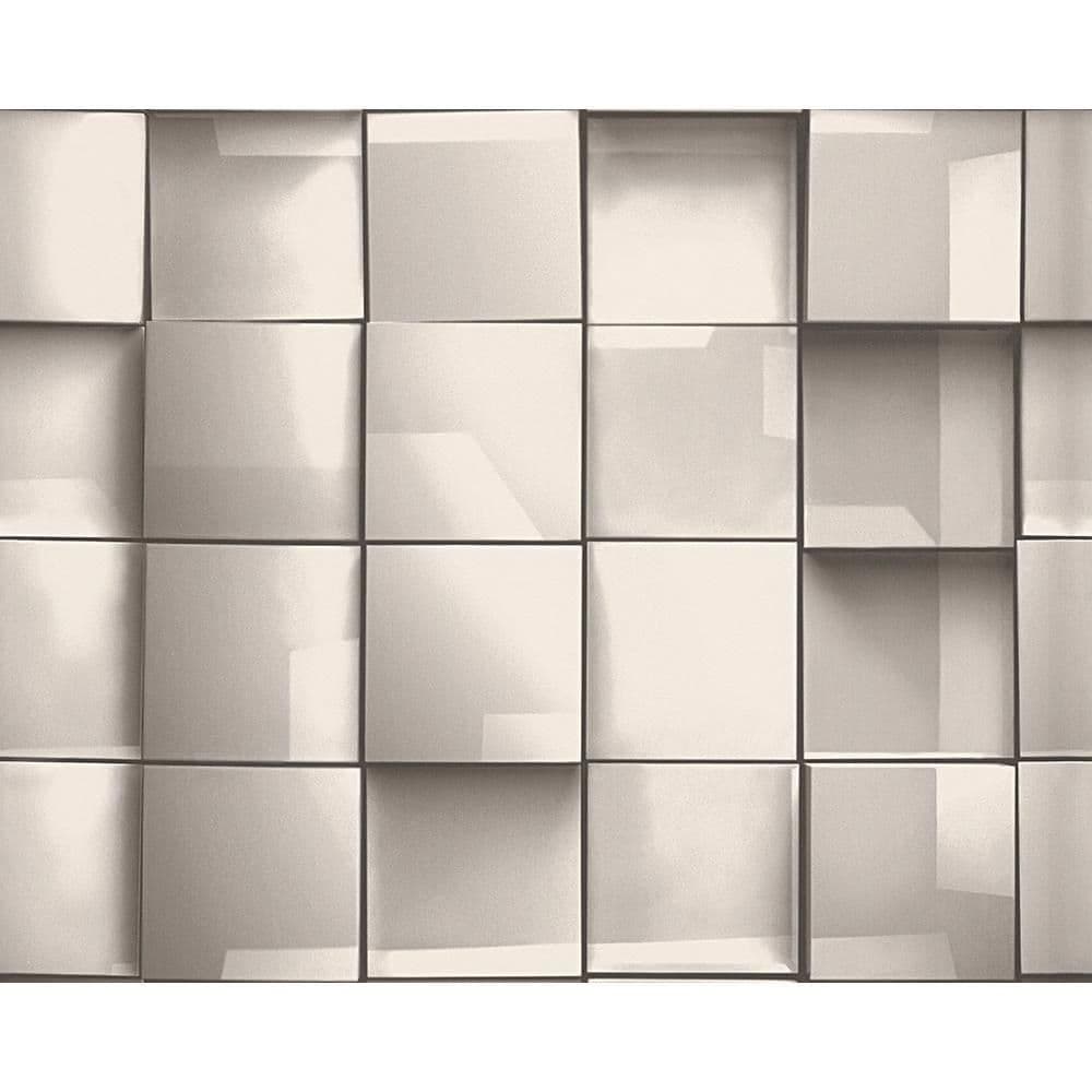 Square Tile Pattern 3d Effect Textured Non Woven Wallpaper