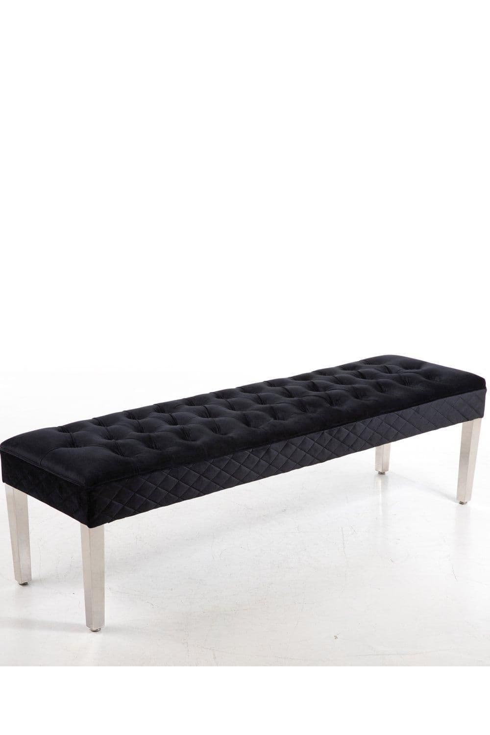Precious Velvet Stitched Dining Bench 155 cm Solid Chrome Leg