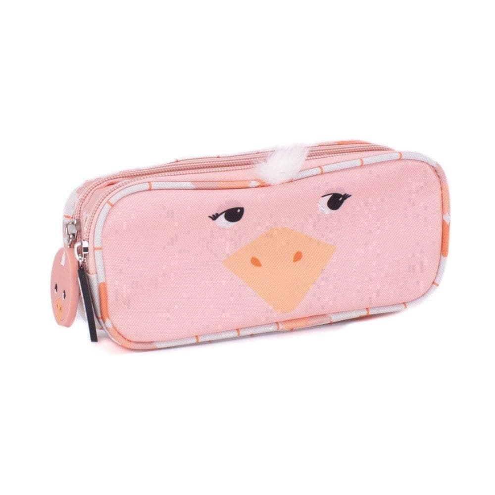 2 Zip Animal Face Pencil Case Pomelos Ostrich