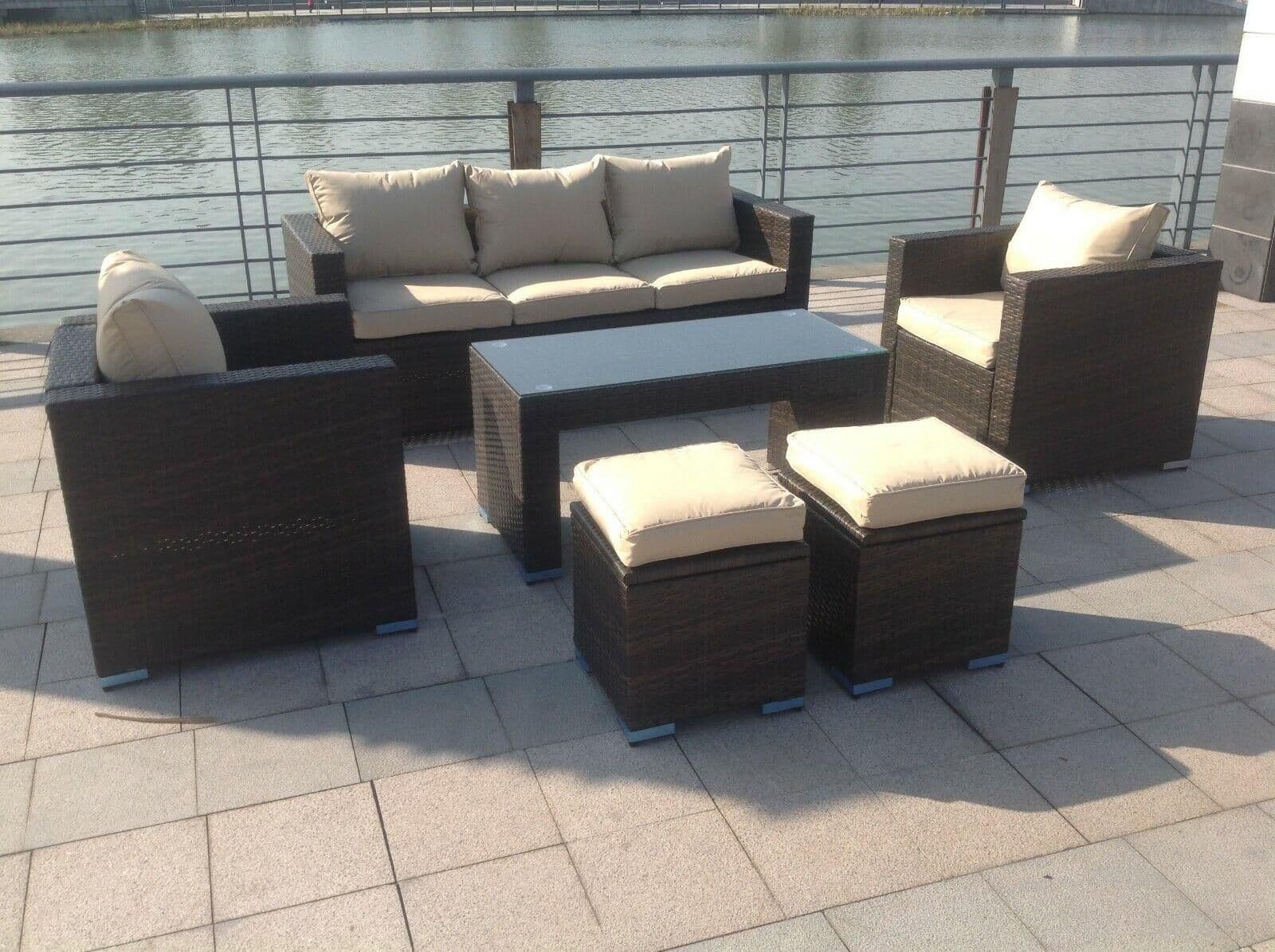 Wicker Rattan Garden Furniture Sofa Sets Outdoor Patio Coffee Table Stools mixed