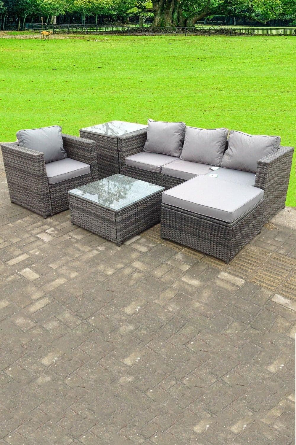 Lounge Rattan Sofa Set 2 Table Stool Outdoor Furniture Side Table