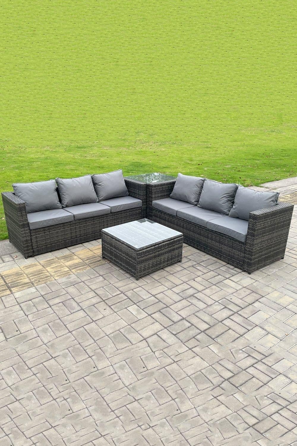 Outdoor Rattan Corner Sofa Set 2 Coffee Table