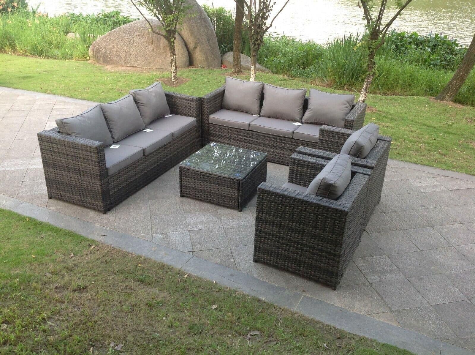 8 Seater Outdoor Rattan Garden Furniture Lounge Sofa Chair Table Set