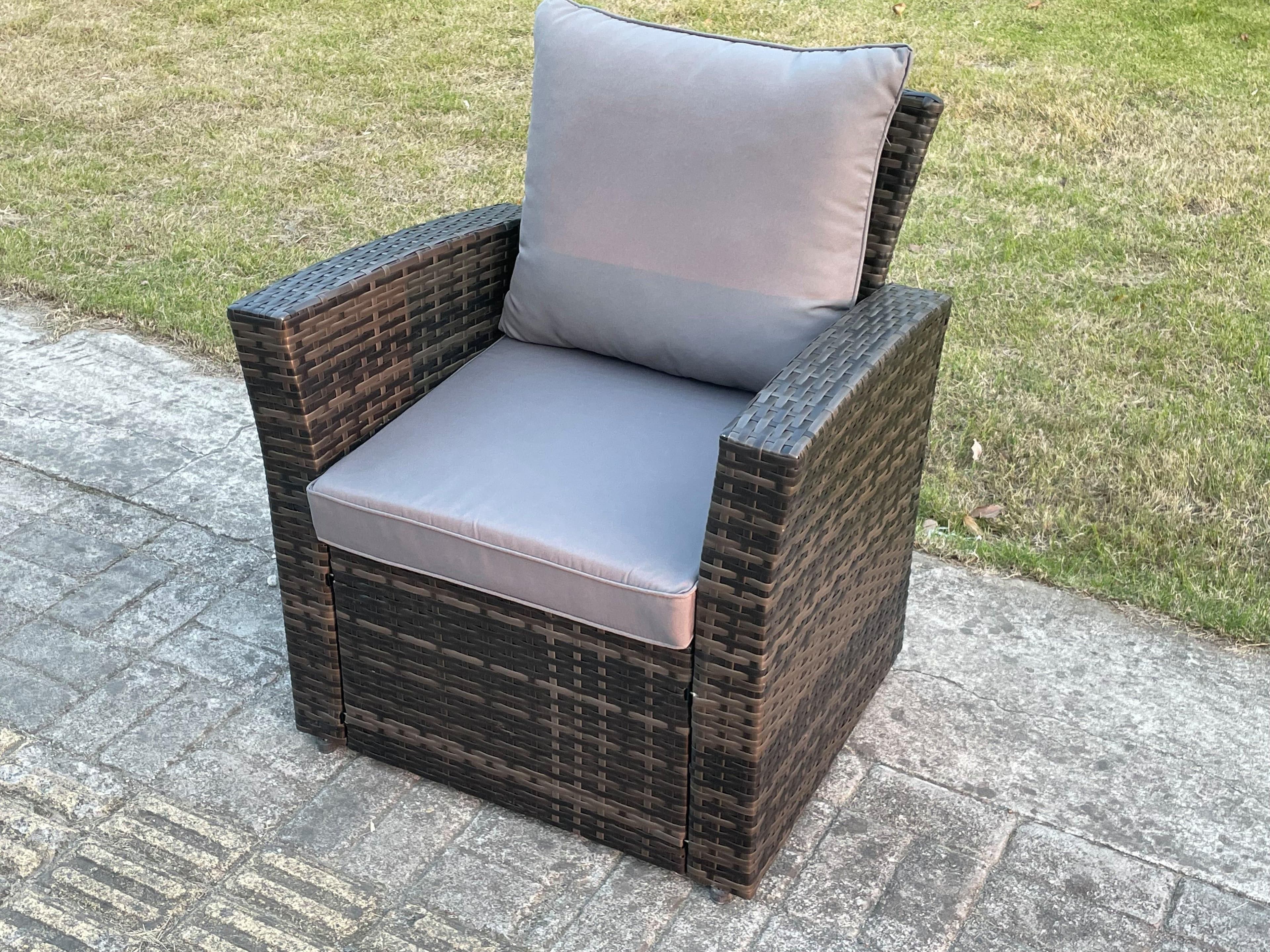 High Back Rattan Arm Chair Patio Outdoor Garden Furniture Cushion