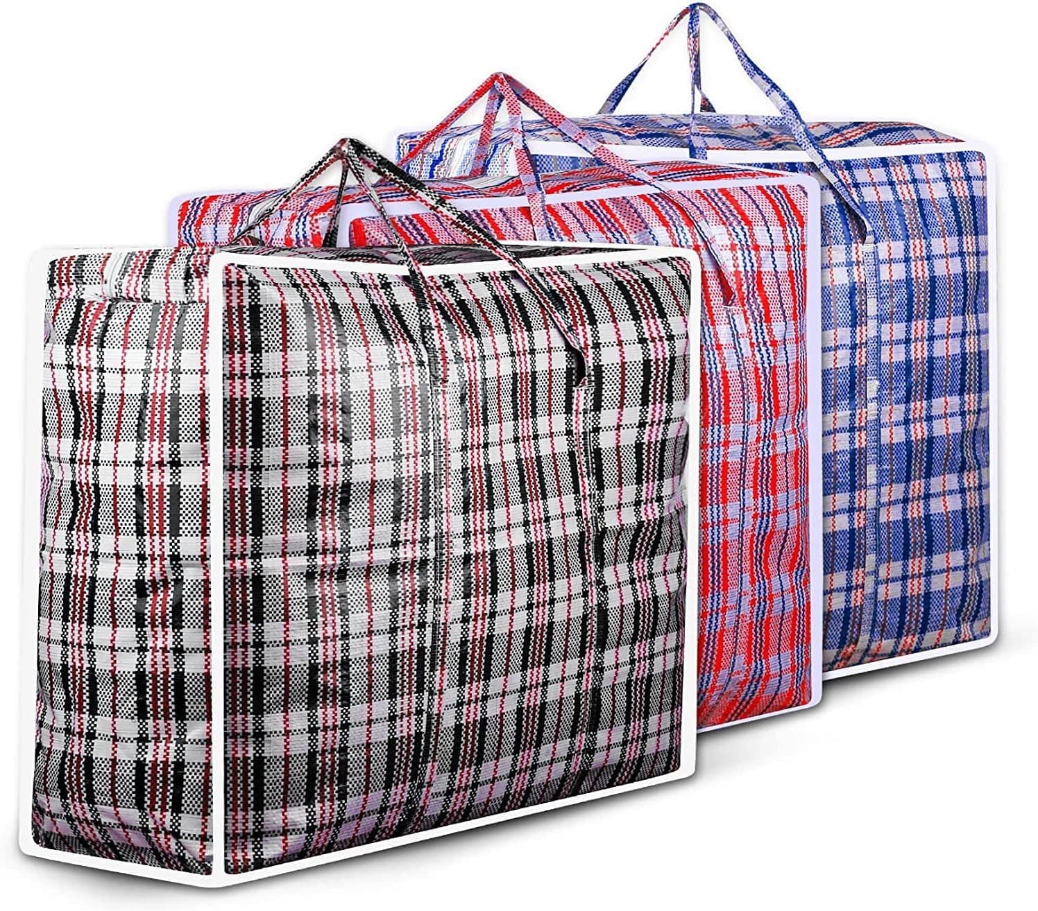 PP Woven Bag Jumbo Laundry Bags PK3 Zipped Reusable Large Strong Shopping Storage Bag