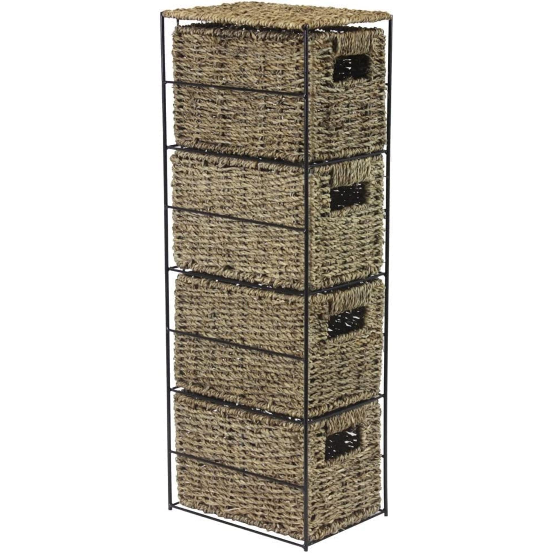Seagrass Woven 4 Drawer Storage Tower Storage Unit Cabinet Organisation Shelf