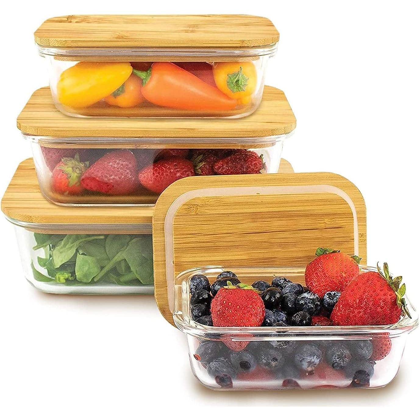 Premium Glass Food Storage Containers Sustainable Bamboo Lid