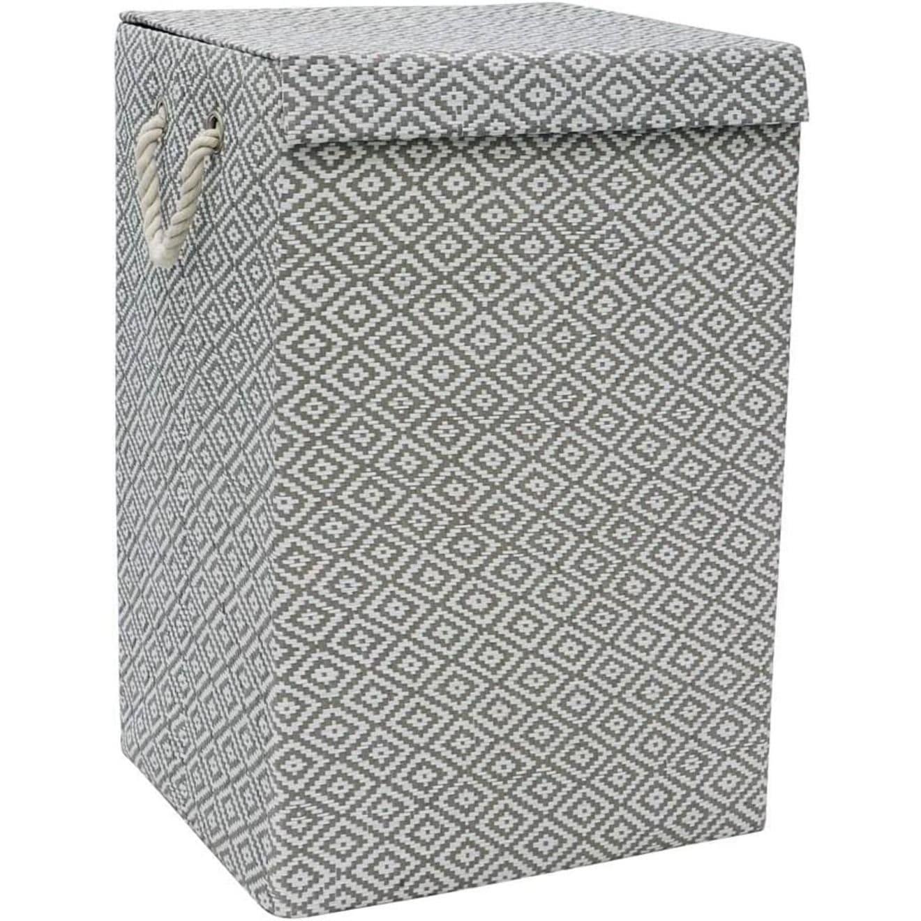Deluxe Laundry Argyle Foldable Paper Lidded Clothe Storage Basket